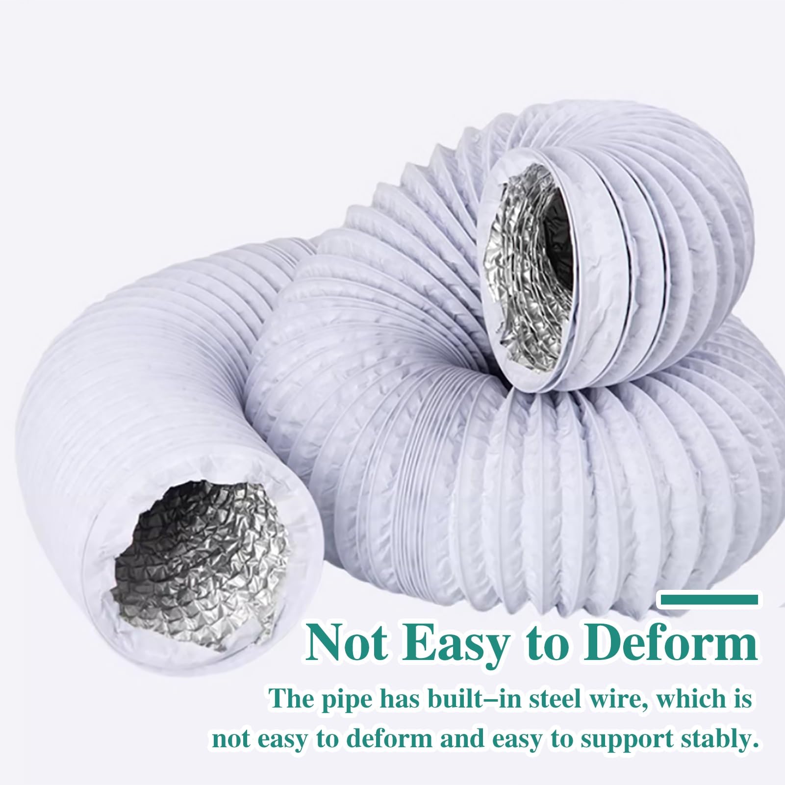 Tubo Flexible Manguera Flexible de Ventilación para Secadora de 50 Pies para Espacios Reducidos, Extensión de Conducto de Ventilación para Carpas de Cultivo en Interiores O Exteriores(White,90mm(3 1/2