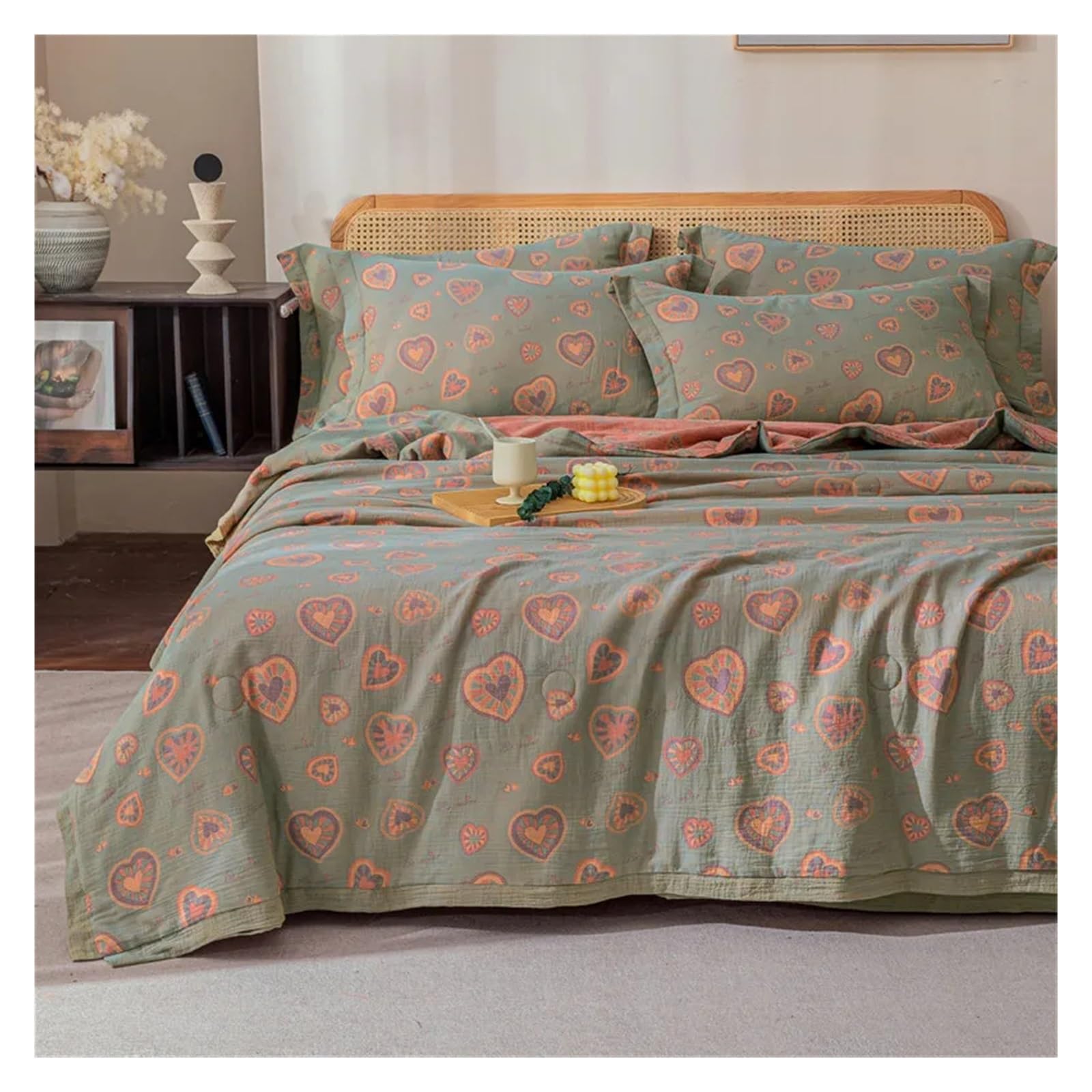 ADovz Coperta da letto ispessita con garza di cotone plaid Coperte Jacquard trapunta sottile estiva piumino set biancheria da letto Compatible with la casa Copriletto sul letto,Lenzuola