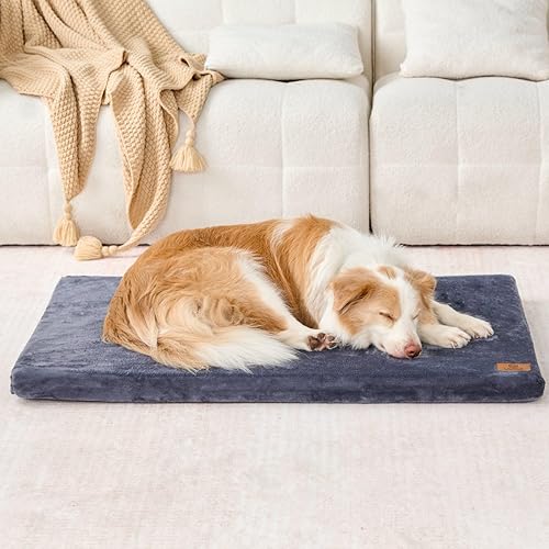 Miniatura 7 de LIORCE Almohadilla de espuma viscoelástica para jaula de perro, alfombrilla grande para jaula con funda extraíble lavable y forro impermeable,