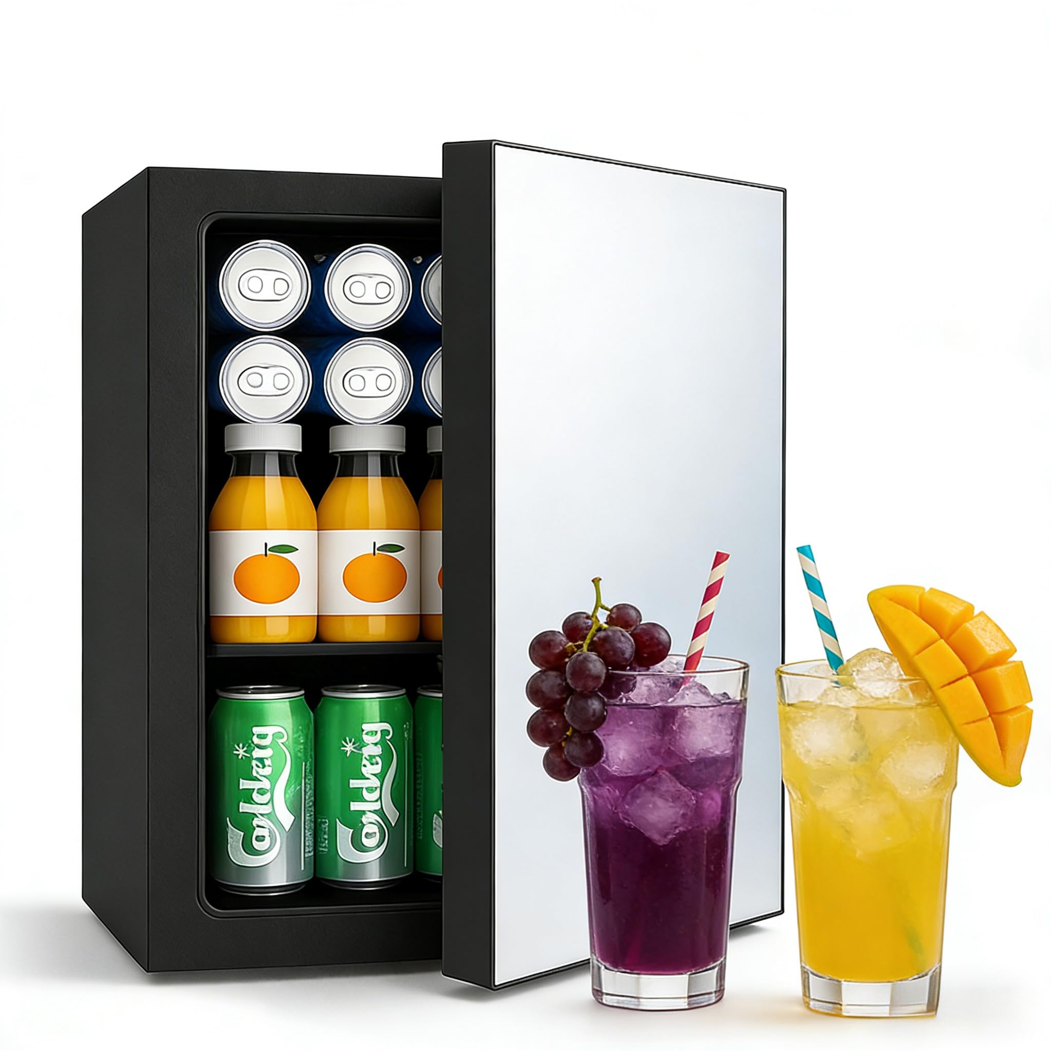 DOGHLY Compact Mini Fridge with Mirrored Door