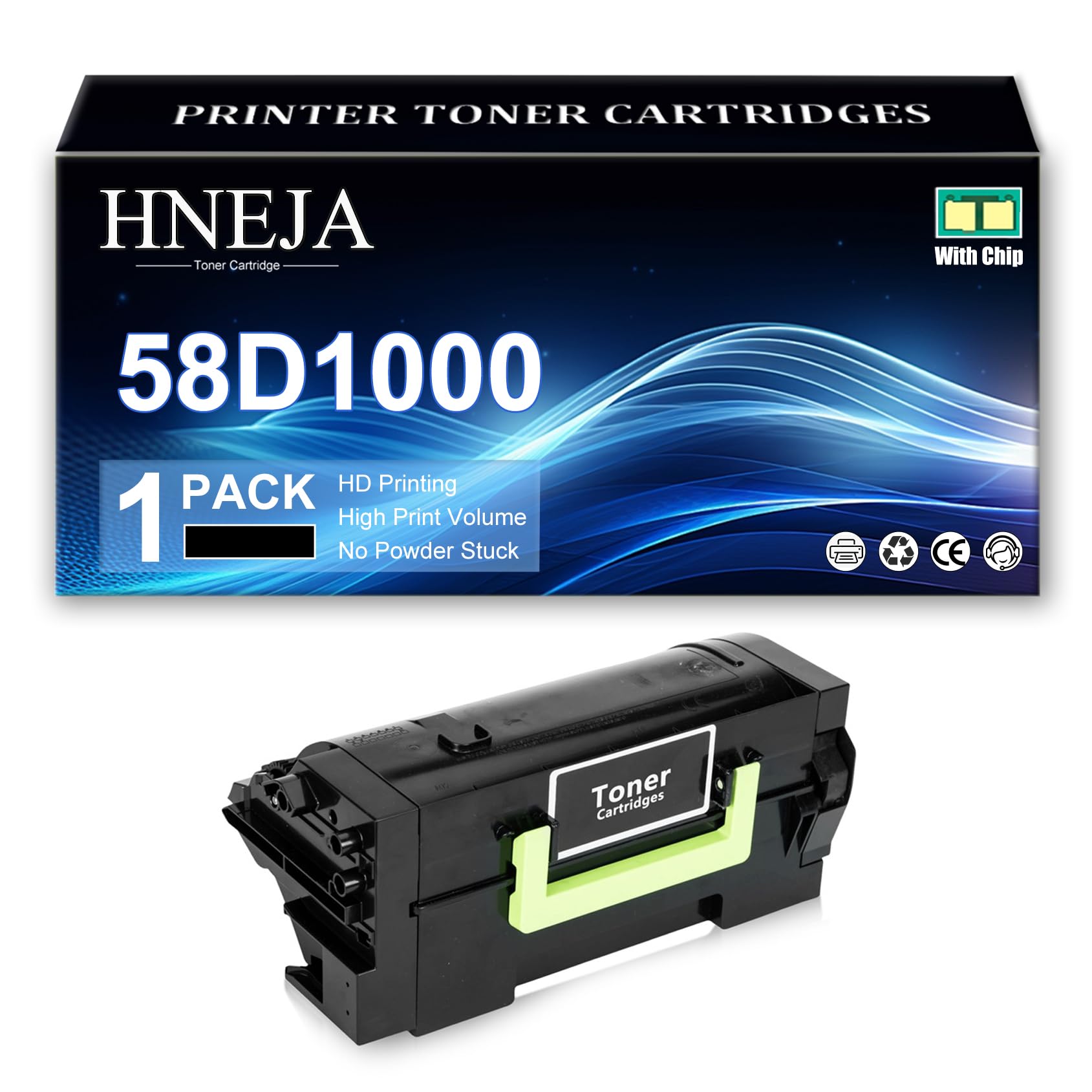 58D1000 Black Toner Cartridge Replacement For Lexmark Printers - High Yield 8,000 Pages
