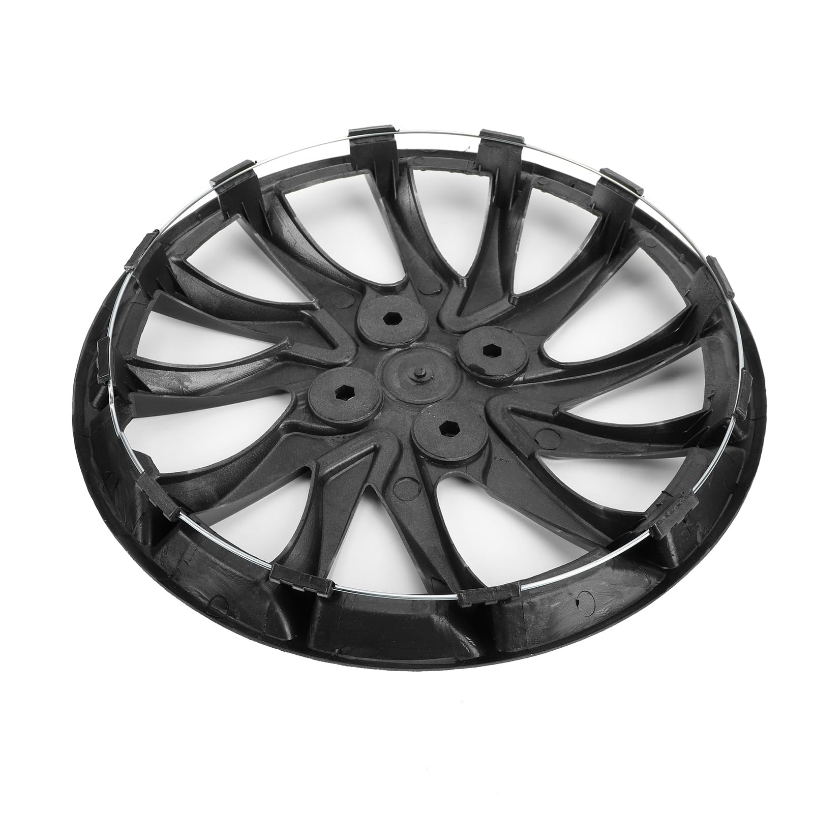 COPRICERCHI UNIVERSALI DI RICAMBIO DAL DESIGN ELEGANTE, ADATTI ALLA MAGGIOR PARTE DI AUTO, CAMION E SUV (Argento Nero)