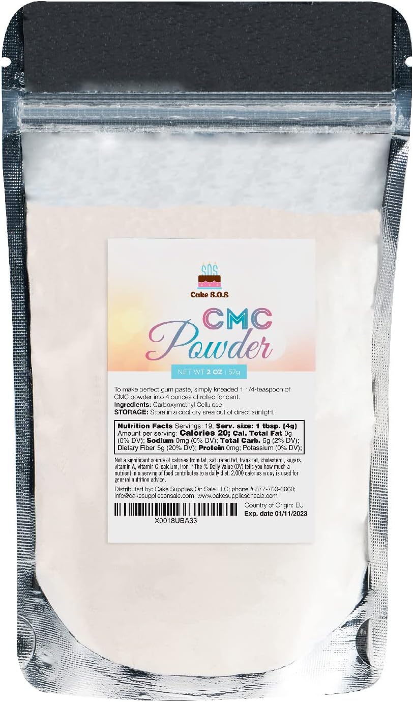 CMC Powder 2 Oz. - 100% Pure, Premium CMC Powder for Fondant, Ice Cream, Cake, Yogurt, Candy, Frostings, and Cake Decorations