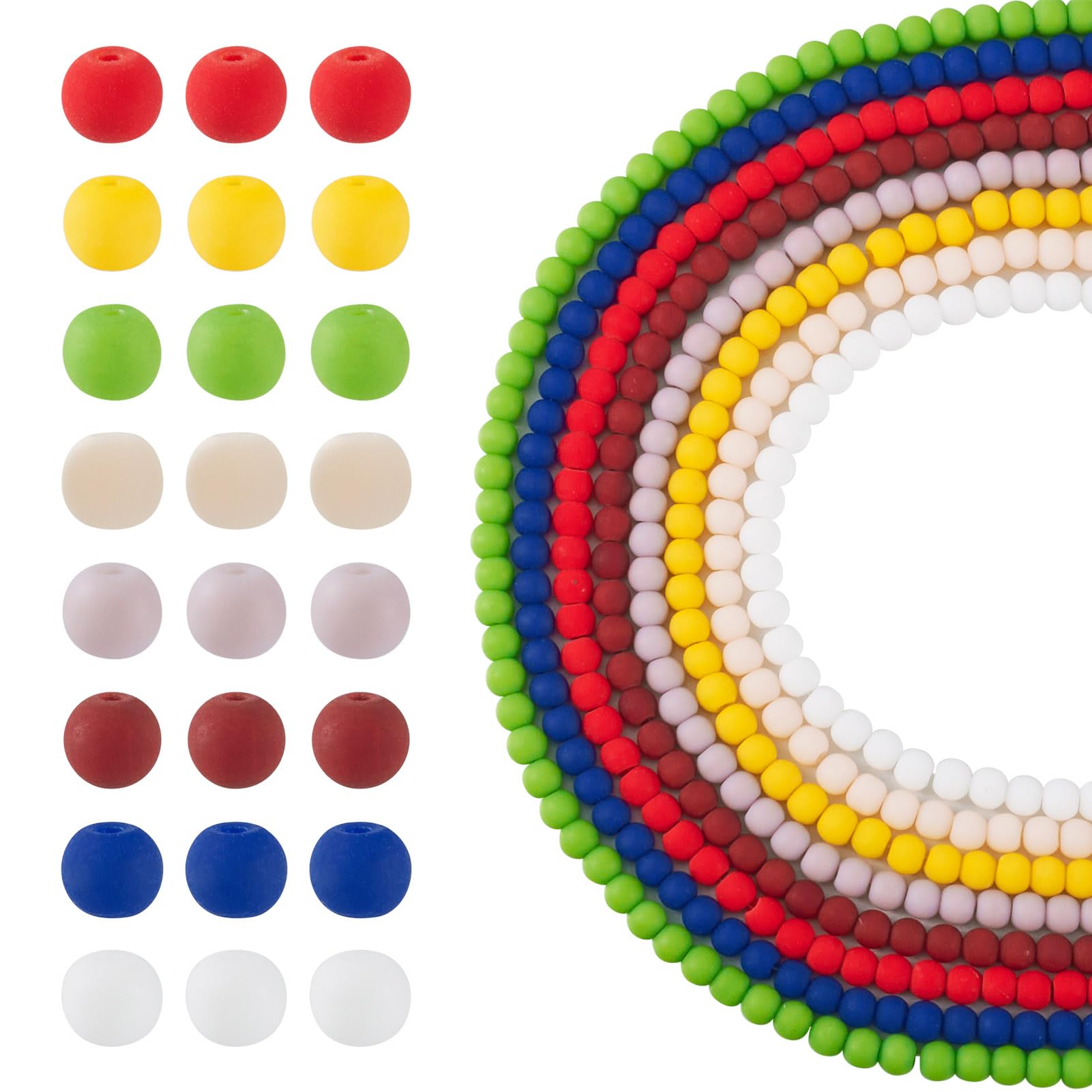Spritewelry 9 Strand Opaque Frosted Glass Beads Colorful Round Spacer Seed Bead for DIY Sewing Jewelry Making Bracelets Necklace Crafts 4~4.5mm
