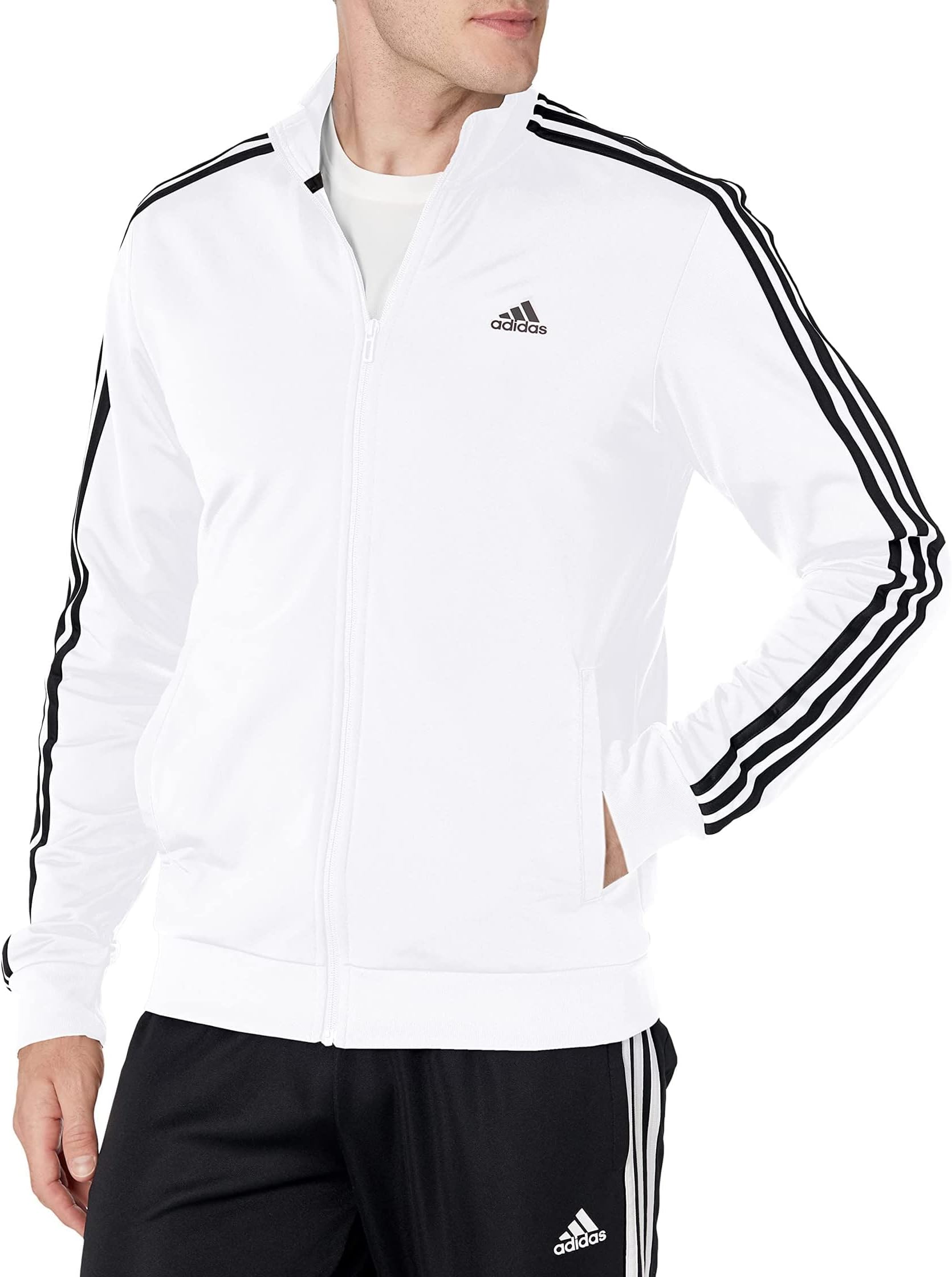 Men's Three Stripe Tricot Full-zip Jacket Outerwear Jacket