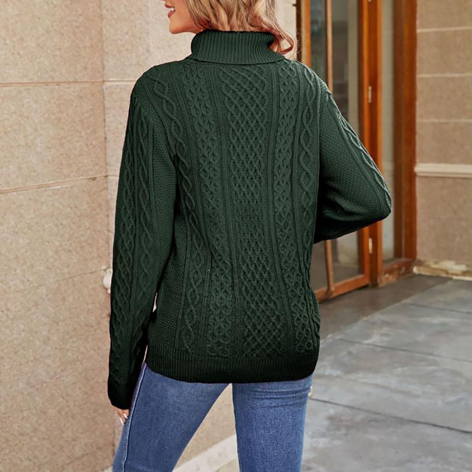 Heevina Turtleneck Sweater Women Knitted Thick Solid Womens Sweaters High Neck Knit Chunky Loose Tops 2024