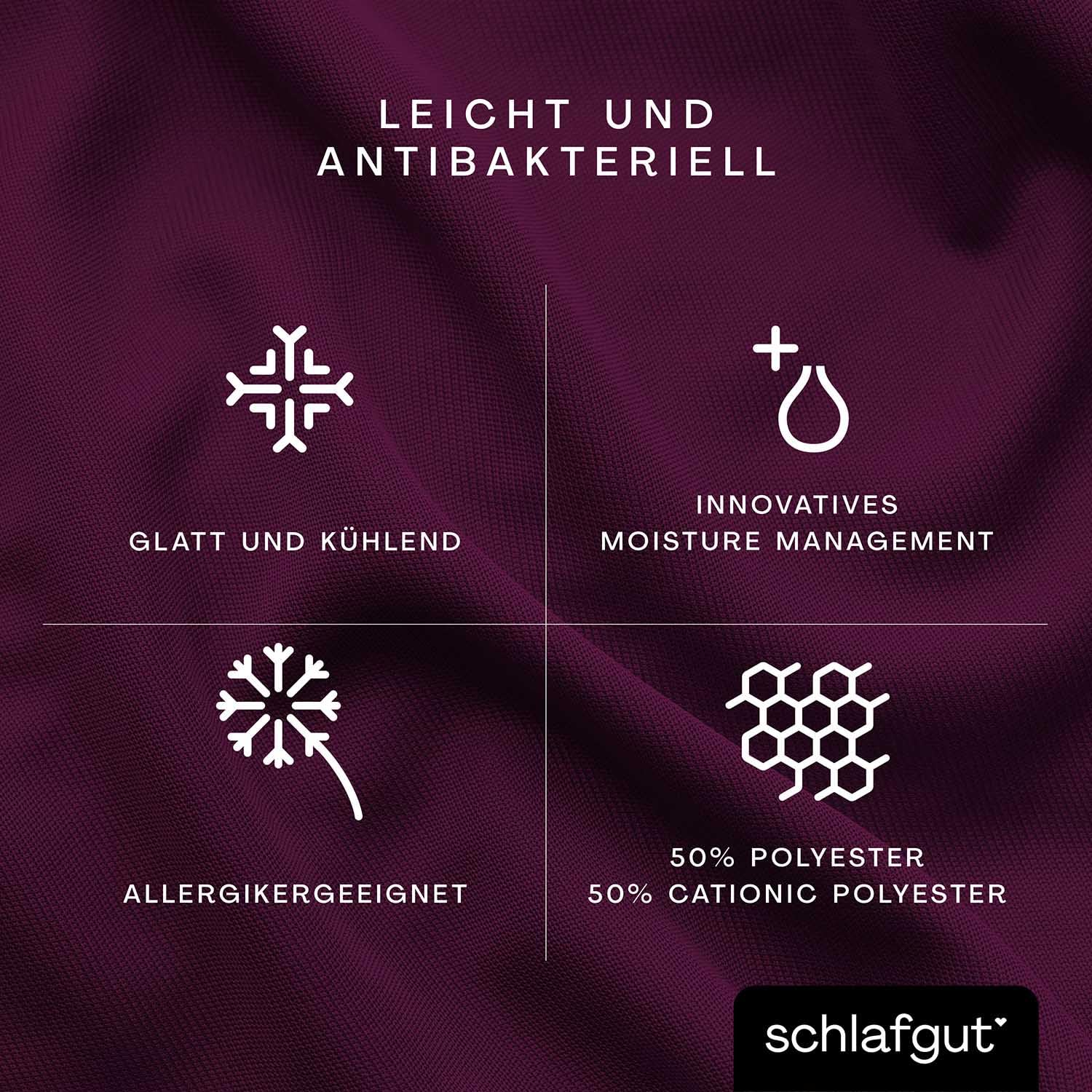 schlafgut Cool Contact Spannbettlaken 180x200 cm kühlend, Purple Deep