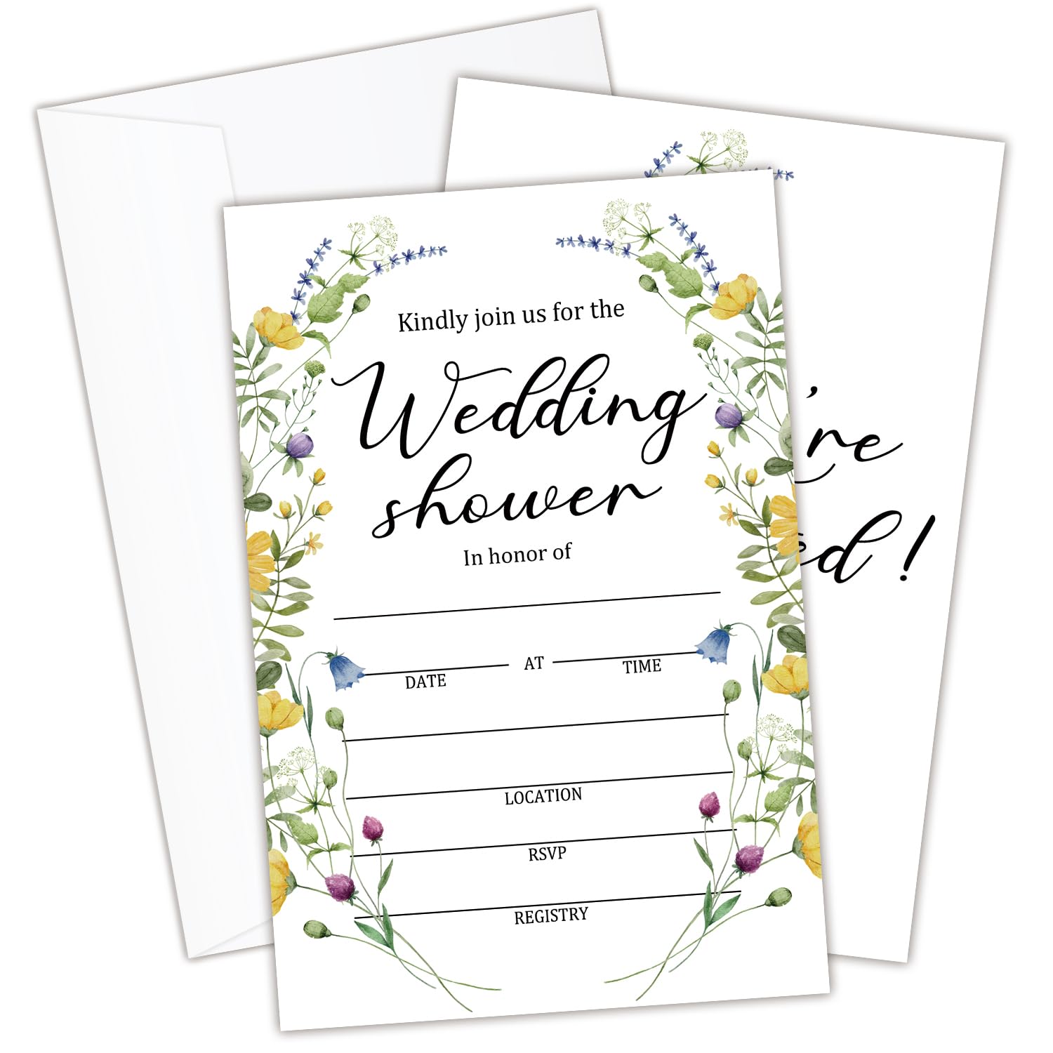 Lesixur 25 Floral Bridal Shower Invites Greenery Wedding Shower Invitations with Envelopes, Wedding Party Cards for Engagement Party-02