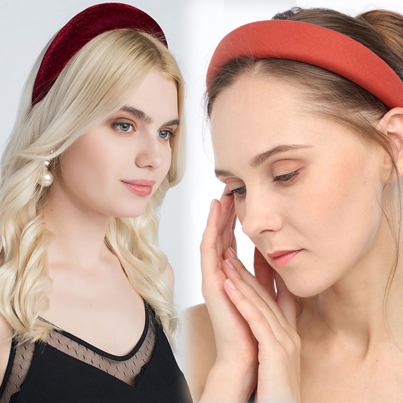 Fascia Per Capelli Donna In Velluto Imbottito - Larga E Antiscivolo, Verde Foglia, Accessorio Moda Morbido - 2