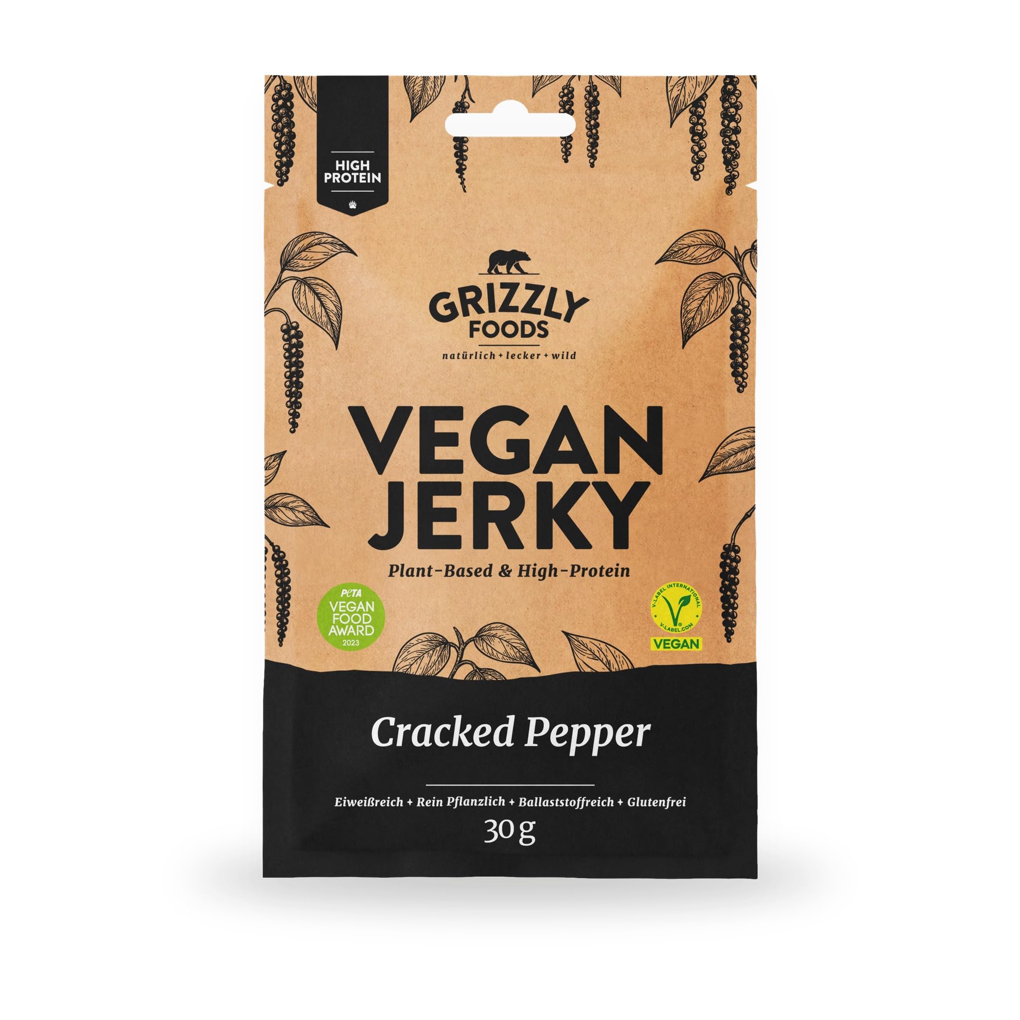Grizzly Foods Vegan Jerky 3 Sorten Probierset 12 x 30g Pflanzliches Beef Jerky High Protein Snack