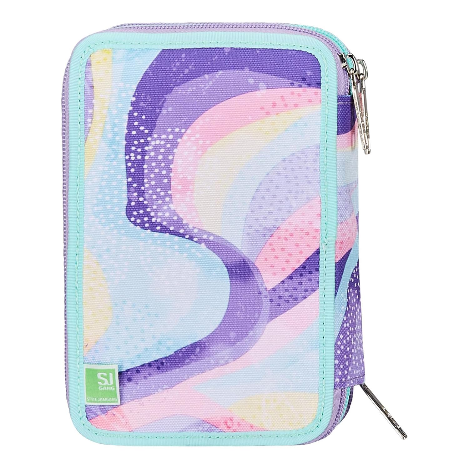 SJ Gang Astuccio Scuola 3 Zip, Rosa, RhythmicSoul, Portapenne Triplo Scomparto Completo Di Penne, Matite, Colori, Accessori Zaino, Elementari, Medie, Bambina