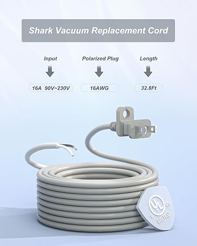 Miniatura 7 de VHBW Cable de vacío de repuesto para Shark Navigator Lift-Away Pro NV355 NV356 NV356K NV357 UV400 UV540 NV36 NV60 NV80 NV360 NV370 NV585 NV501 NV502