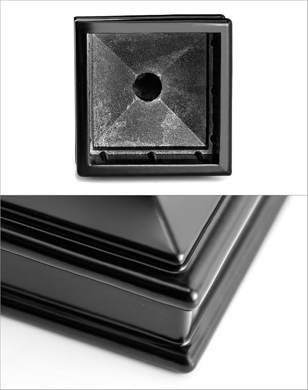 QWORK Fence Post Cap, 4 Pack 2" x 2" Decorative Piling Metal Caps with Top Ball, Black by QWORK - Image 7