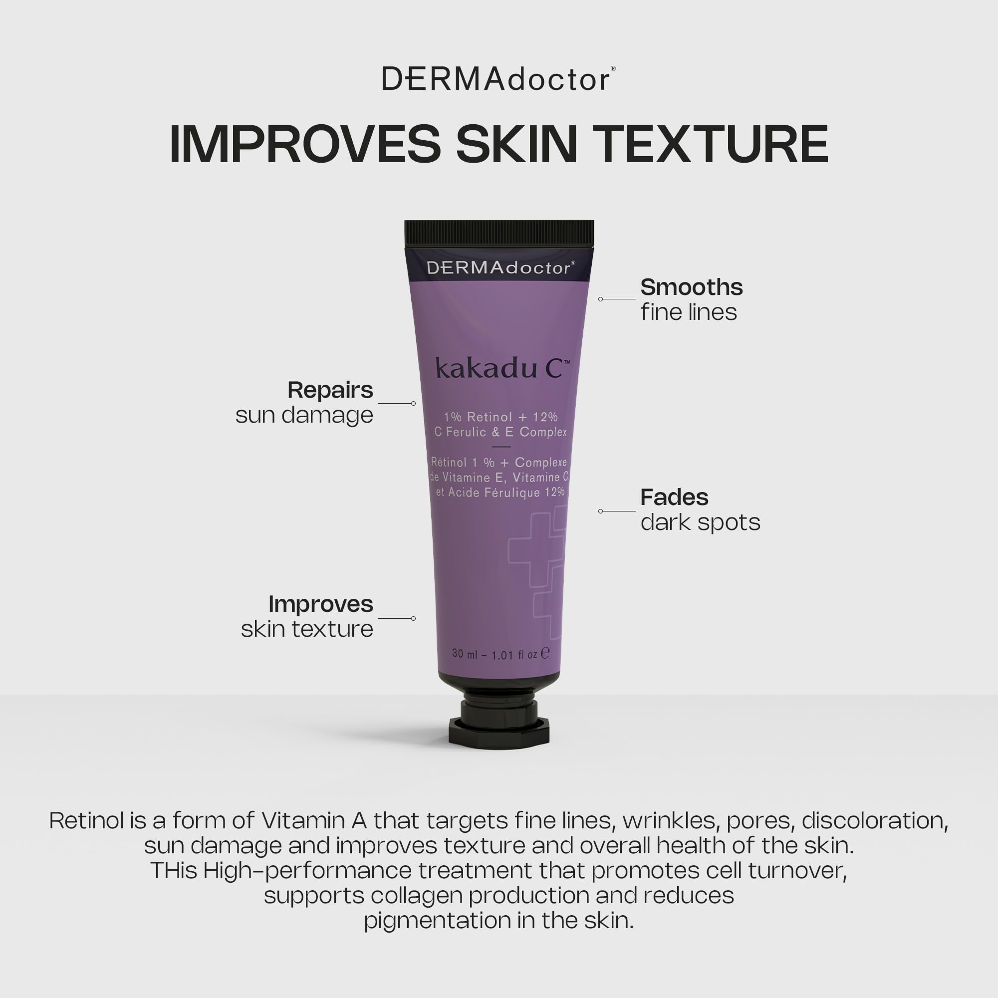 DERMAdoctor Kakadu C 1% retinol + 12% C Ferulic & E Complex krem przeciwstarzeniowy, 1,01 fl oz