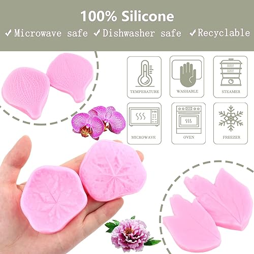 Vista 29 de Zixiang Molde de veteado de silicona para pasta de goma, molde de pasta de goma, molde de flor de peonía, molde de lirio de orquídea para decoración