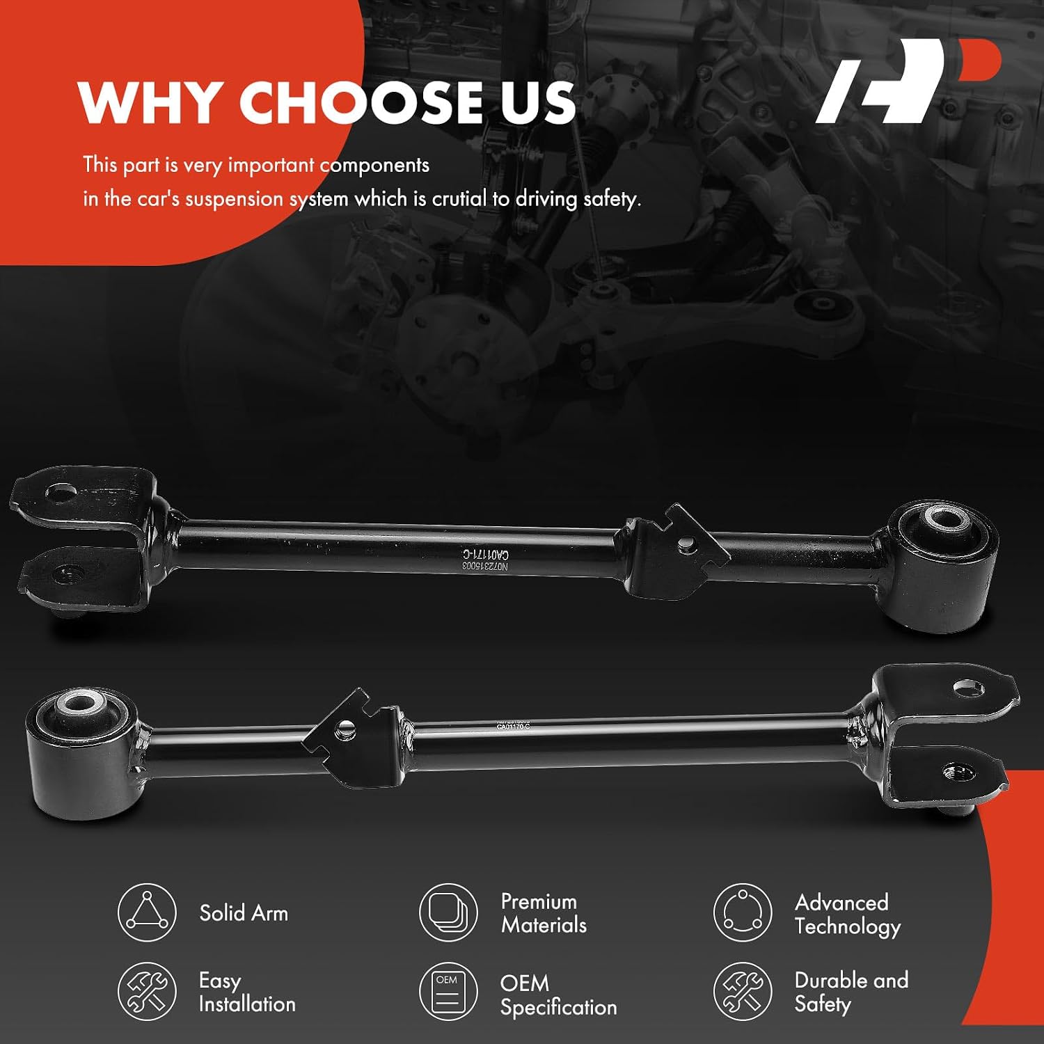 A-Premium 2 x Rear Lower Forward Suspension Trailing Arm, with Bushing, Compatible with Acura TSX 2009 2010 2011 2012 2013 2014