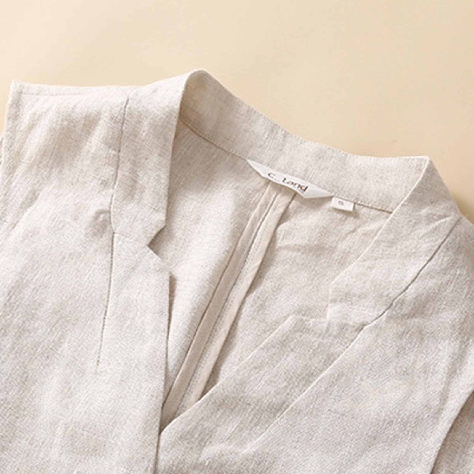 Chaleco de lino y algodón para mujer cuello en V cárdigan exterior casual