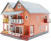 Vista 2 de [YOUNGMODELER] Kits de modelo de montaje de madera de escritorio (casa dúplex)