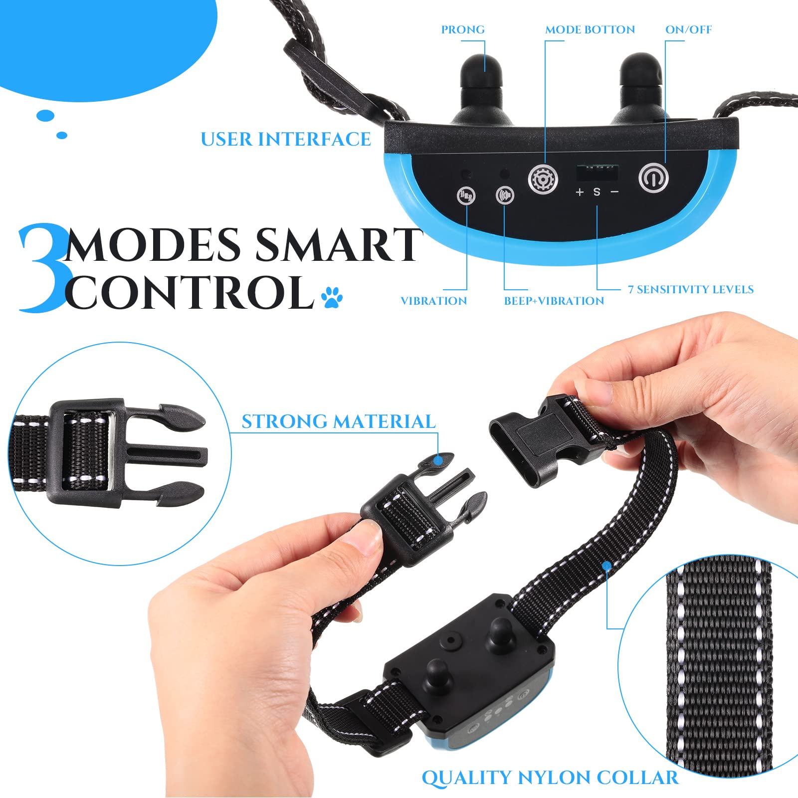 Amazon | 6個 ショックなし 振動 犬用首輪 人間 樹皮 犬 首輪 充電式