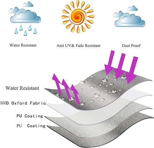 Miniatura 6 de Funda rectangular impermeable para mesa y silla de patio, color negro, 128 pulgadas de largo x 82 pulgadas de profundidad x 28 pulgadas de alto,