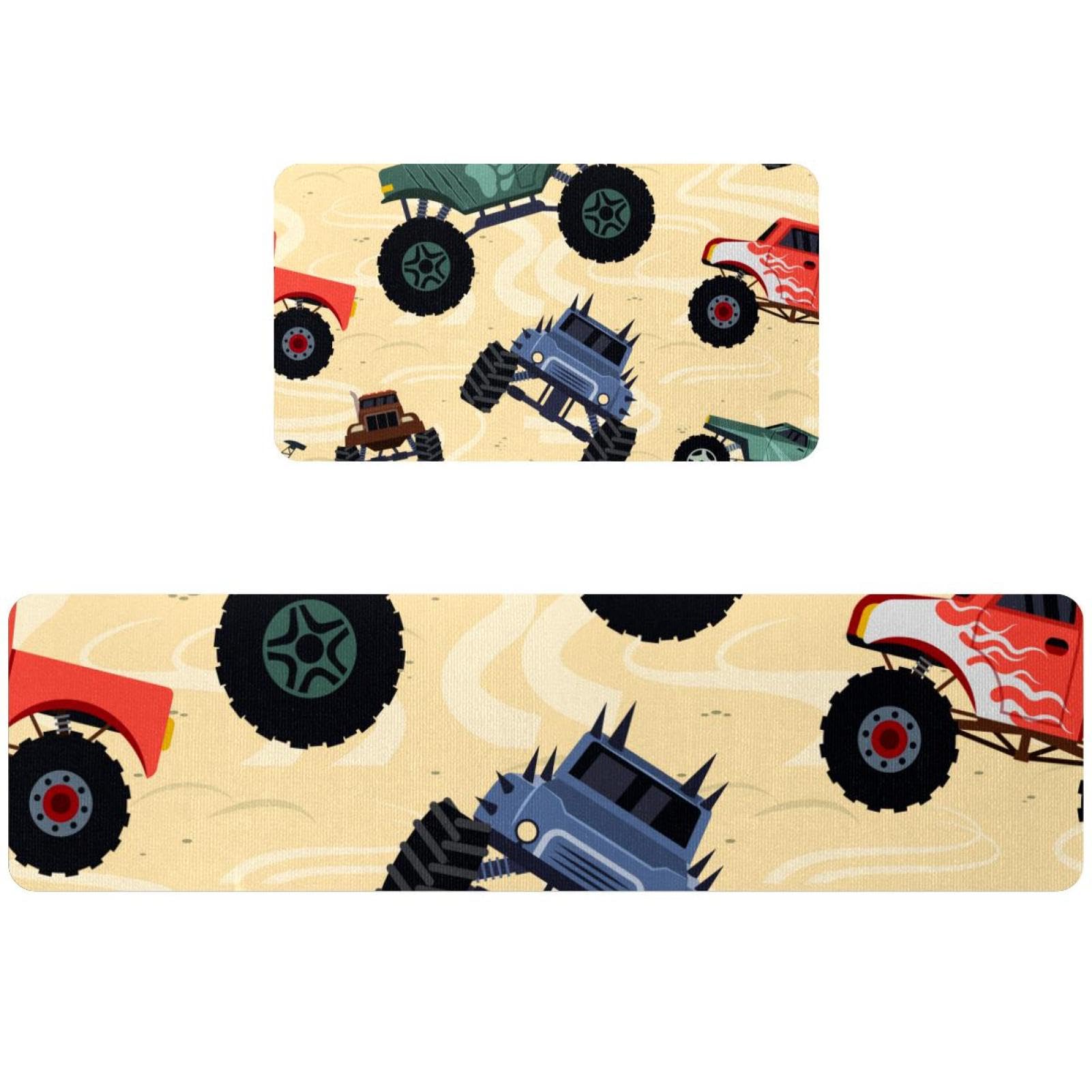 Tapis de cuisine Monster Trucks antiderapant lavable pour couloir