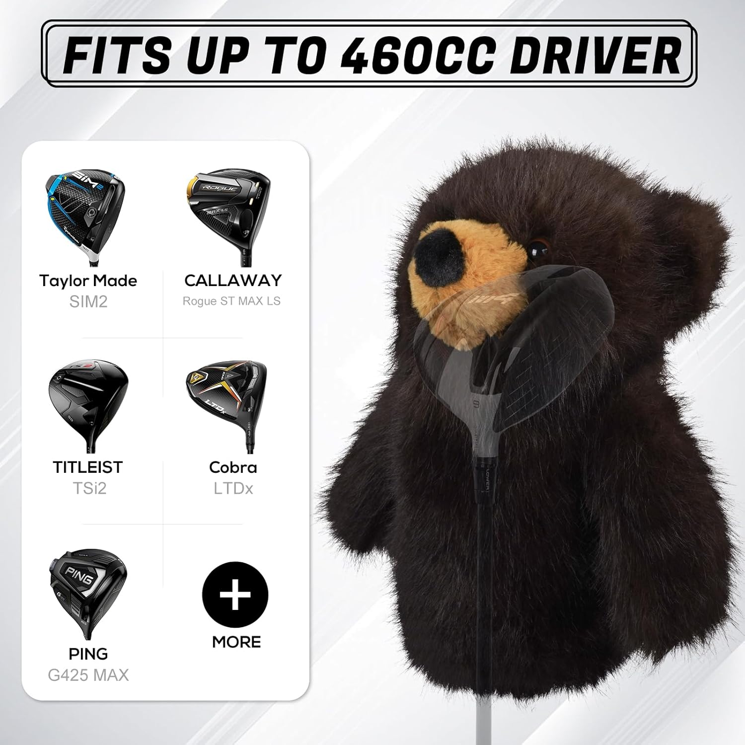 Animal Zoo Golf Driver Headcover Premium Plush Novelty Driver Headcovers Funny Golf Club Covers Protection Men's Golf Gear Driver Headcover for Men and Women