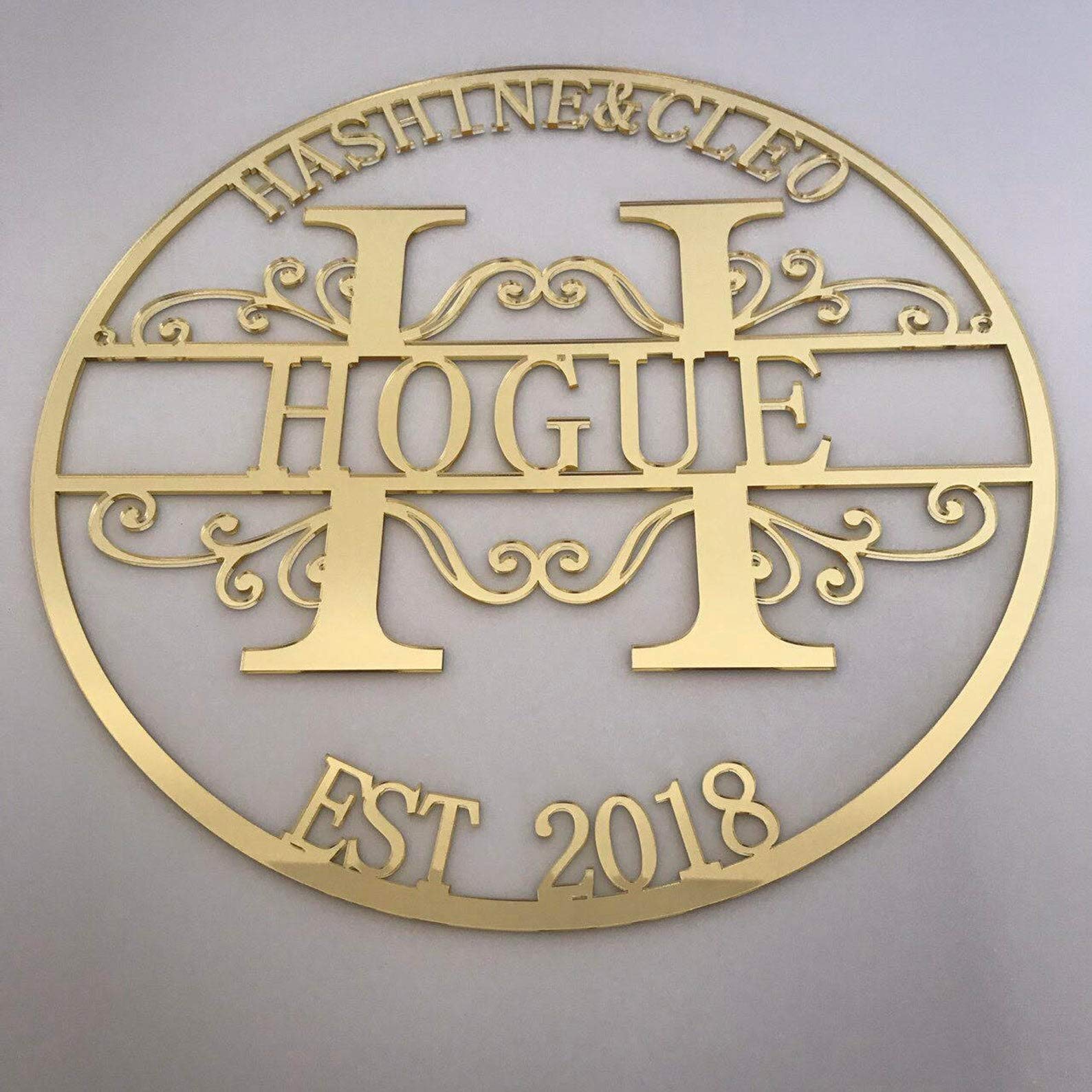 FranJohnsonHouse, Personnalisé Signe Nom pour mur decoration, Nom de famille, Cadeau pour les couples, panneau Monogramme Lettre, Initiale, Cadeau de mariage, Anniversaire, Birthday (Design 1)