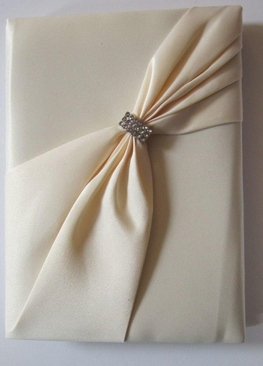 Lillian Rose Satin Rhinestone Pen and Guest Book Set, Ivory