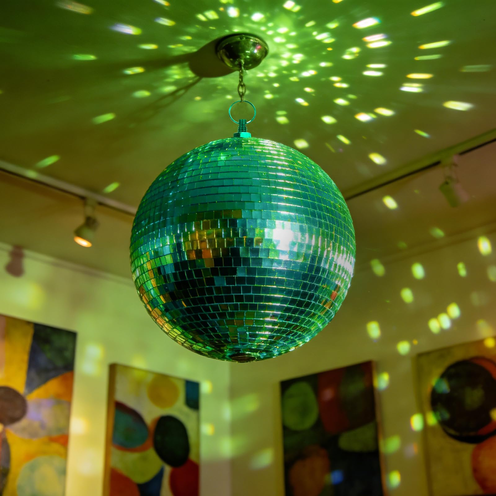 Lustrzana kula do dyskotekowego klubu DJ impreza ślub wystrój domu, Muscab 20 cm kula dyskotekowa z wiszącym pierścieniem, zielona