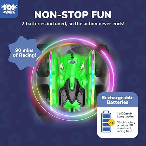 Miniatura 2 de TOY Life Coche de control remoto para niños de 2.4 G HZ, auto de acrobacias a control remoto, juguetes de control remoto para niños y niñas, auto de