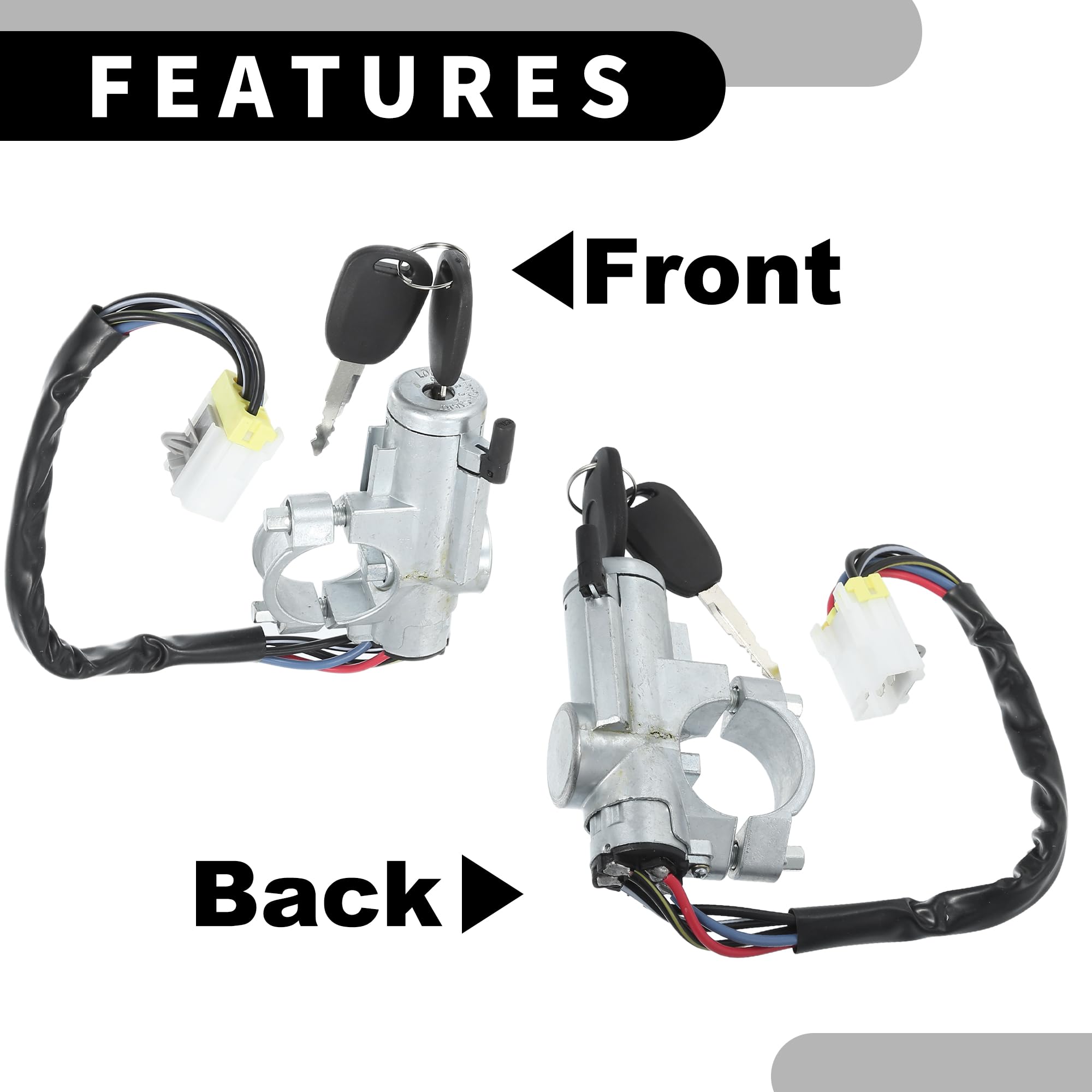 Gruppo Cilindro Accensione Con Chiavi Per Nissan D21 M.T 1 Set | Tono Argento Metallico/Metallo, Funzione Avviamento/Blocco Volante, 4870001G25, Per Pathfinder/Pickup 87-96, Con 2 Chiavi