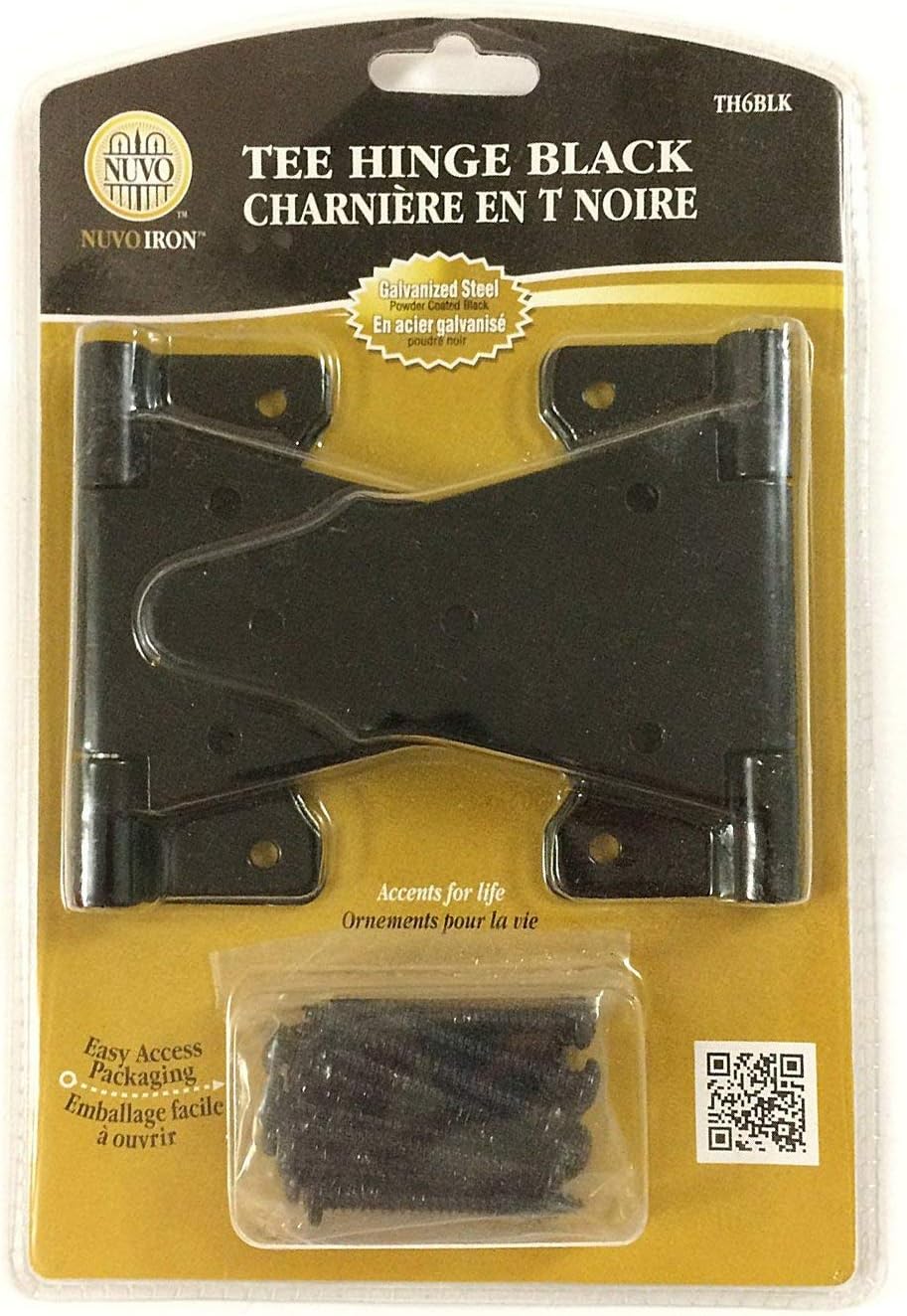 Nuvo Iron TH6BLK Black Galvanized Steel 6" Tee (2 pcs) Hardware Gate Hinge