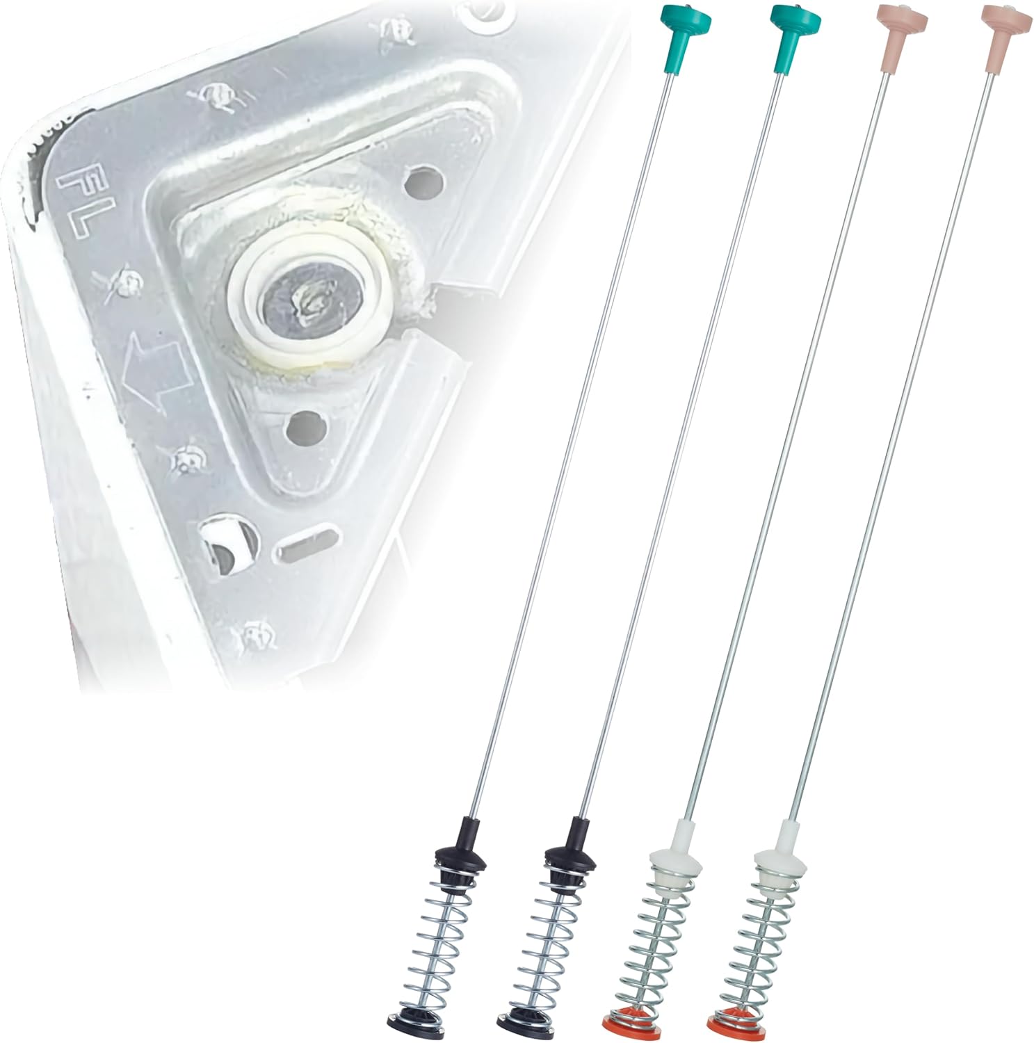 4 PCS Premium Washer Damper Suspension Rods (DC97-16350S) - Compatible with DC97-16350E, DC97-16350K, DC97-16350R Fit for Samsung Washer Suspension Rod, WA50R5200AW, WA45N3050AW, WA50R5400AW