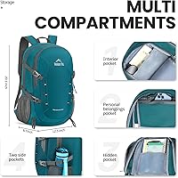 Vista 3 de Venture Pal - Mochila de senderismo ligera y plegable para viajes de 40 L