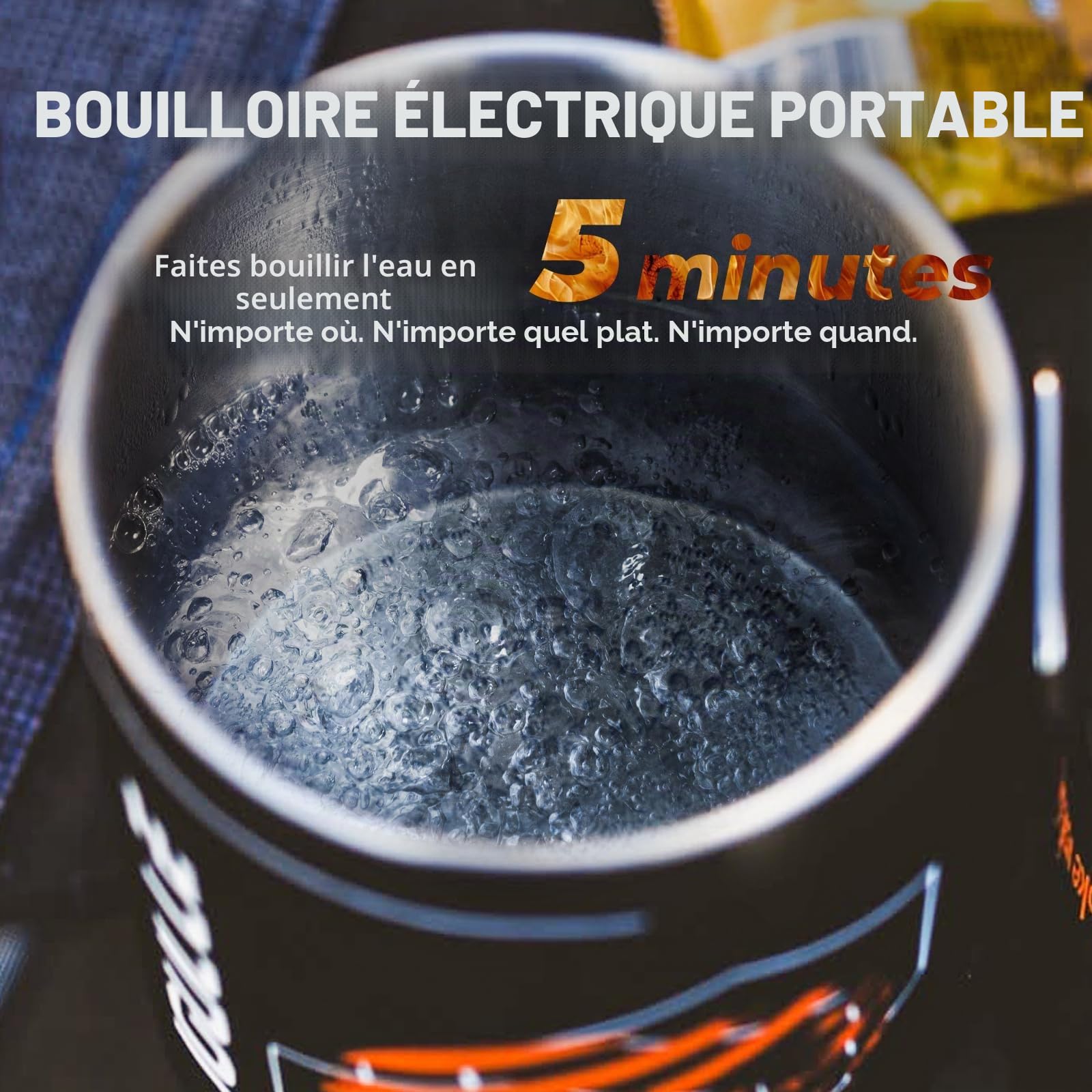 STOKE VOLTAICS Bouilloire Electrique, 220-240 V, Chauffe-eau Portable pour Café et Thé, Acier Inoxydable 304, 500 W, Eau Bouillante Rapide, Arrêt Automatique