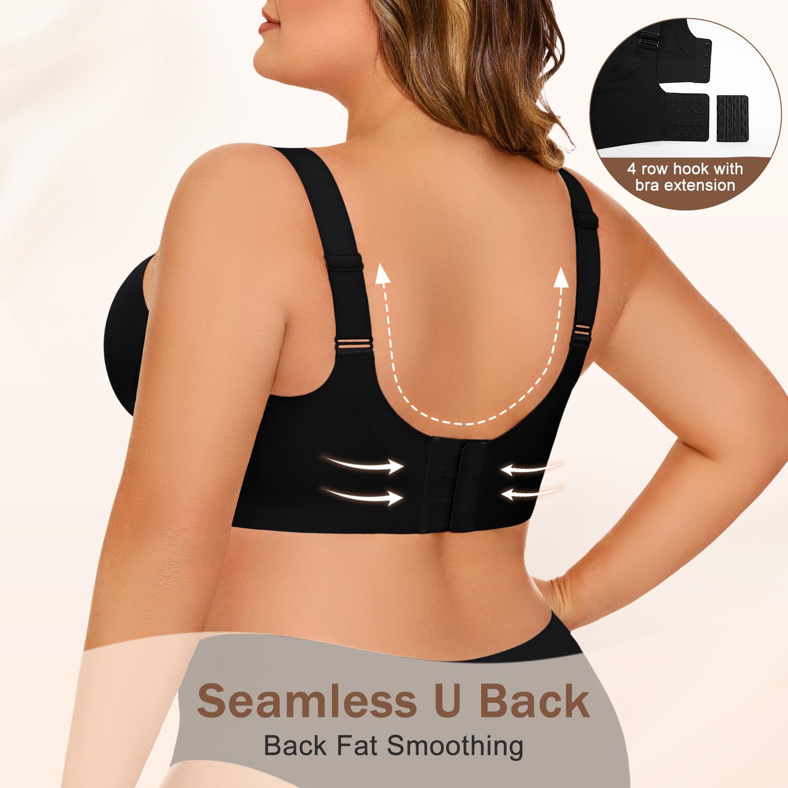 UMIPUBO Reggiseno Donna Senza Ferretto Taglie Forti Push Up Imbottito Invisibile Sostegno Forte Bralette Senza Cuciture Comode per Seno Grande