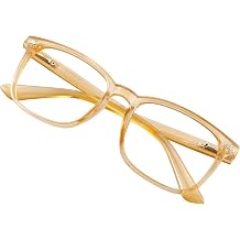 VisionGlobal Blue Light Blocking Glasses for Women/Men, Stylish Square Frame, Anti Glare Champagne,No Magnification
