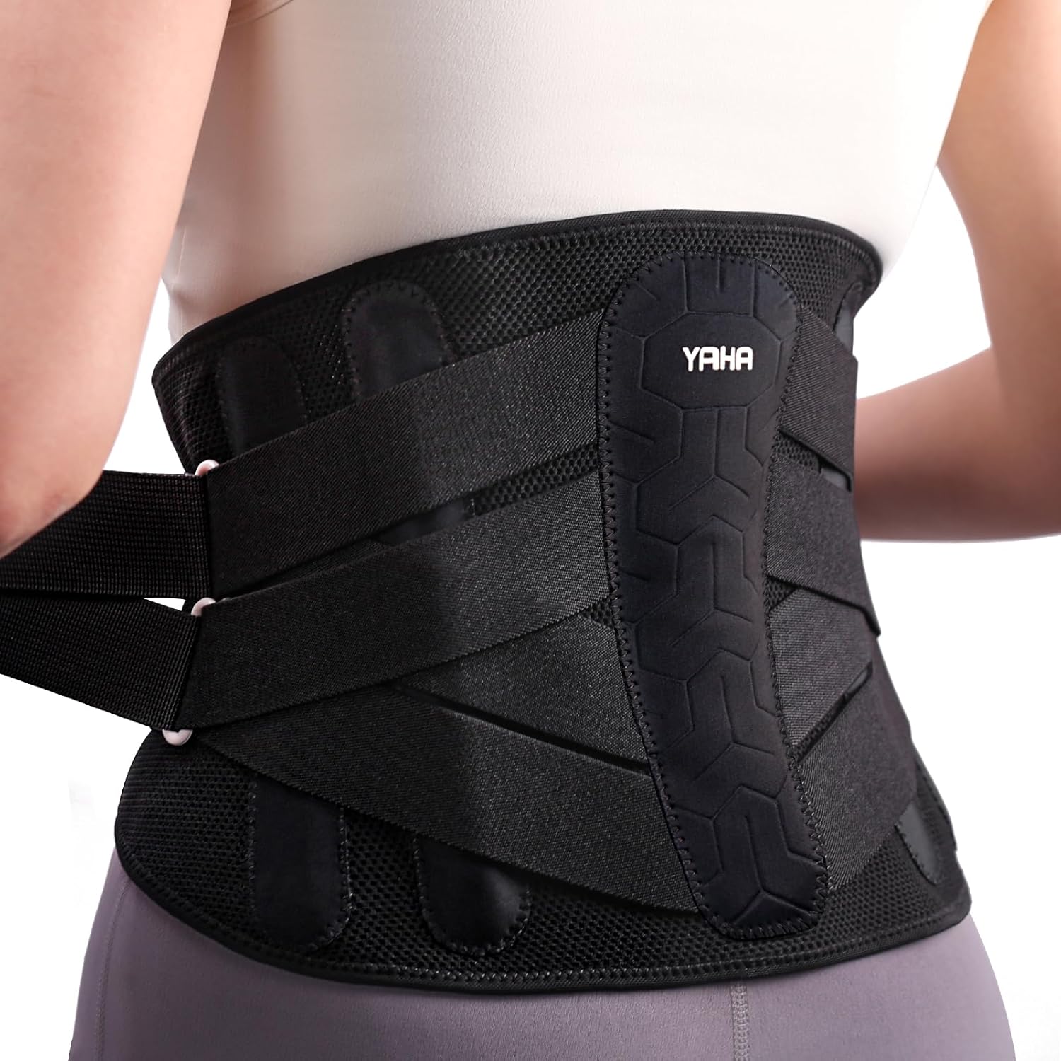 YAHA Back Brace for Lower Back Pain Women/Men, Back Support for Work, Heavy Lifting with Ergonomic Lumbar Pad, Breathable Lumbar Support Belt with 5 Stays for Sciatica, Herniated Disc, Scoliosis - XL XL(Waist 45"-51") A
