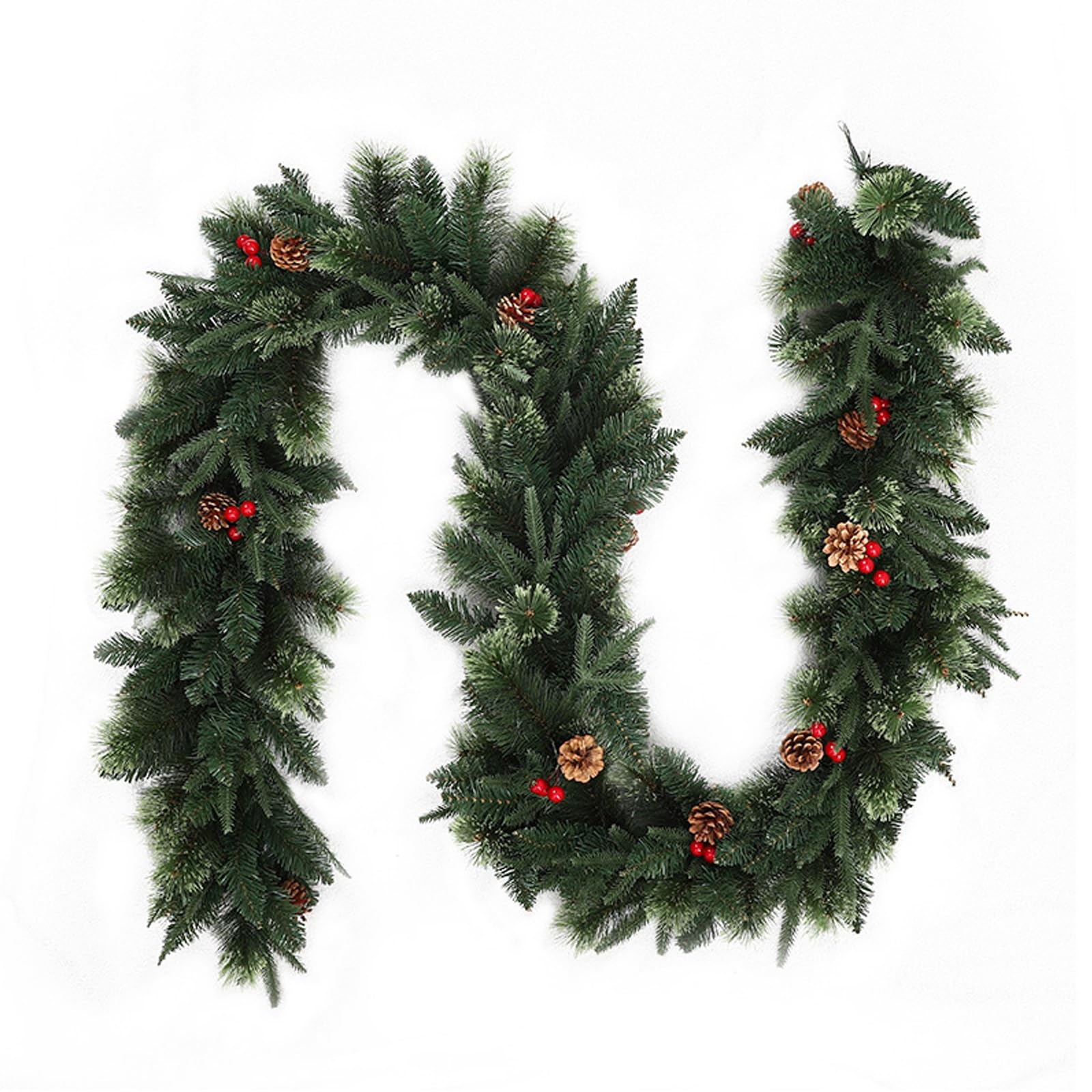 OPFdfhDFH Christmas wreaths, 6 FT Garlands for Decoration Christmas with Pine Cones, Berries, Hand-woven, Decorations for Front Door Fireplace Table Home Decor