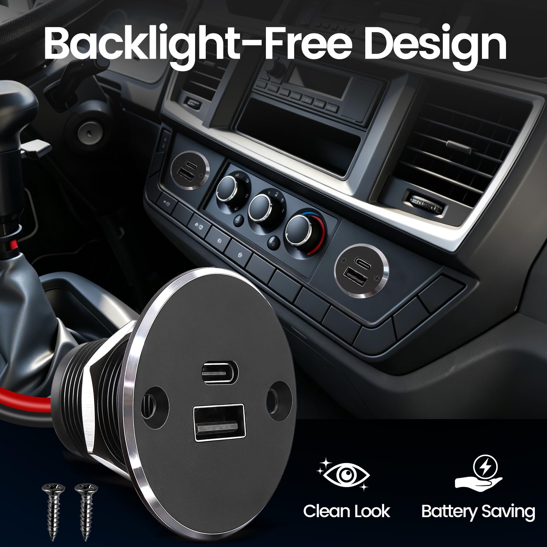 Uscita USB in alluminio per camper, QC 3.0 USB-A e USB-C PD Doppia presa Spina di ricarica ad alta velocità da incasso 12 V USB tipo A Tipo C stazione di ricarica per roulotte e rimorchi
