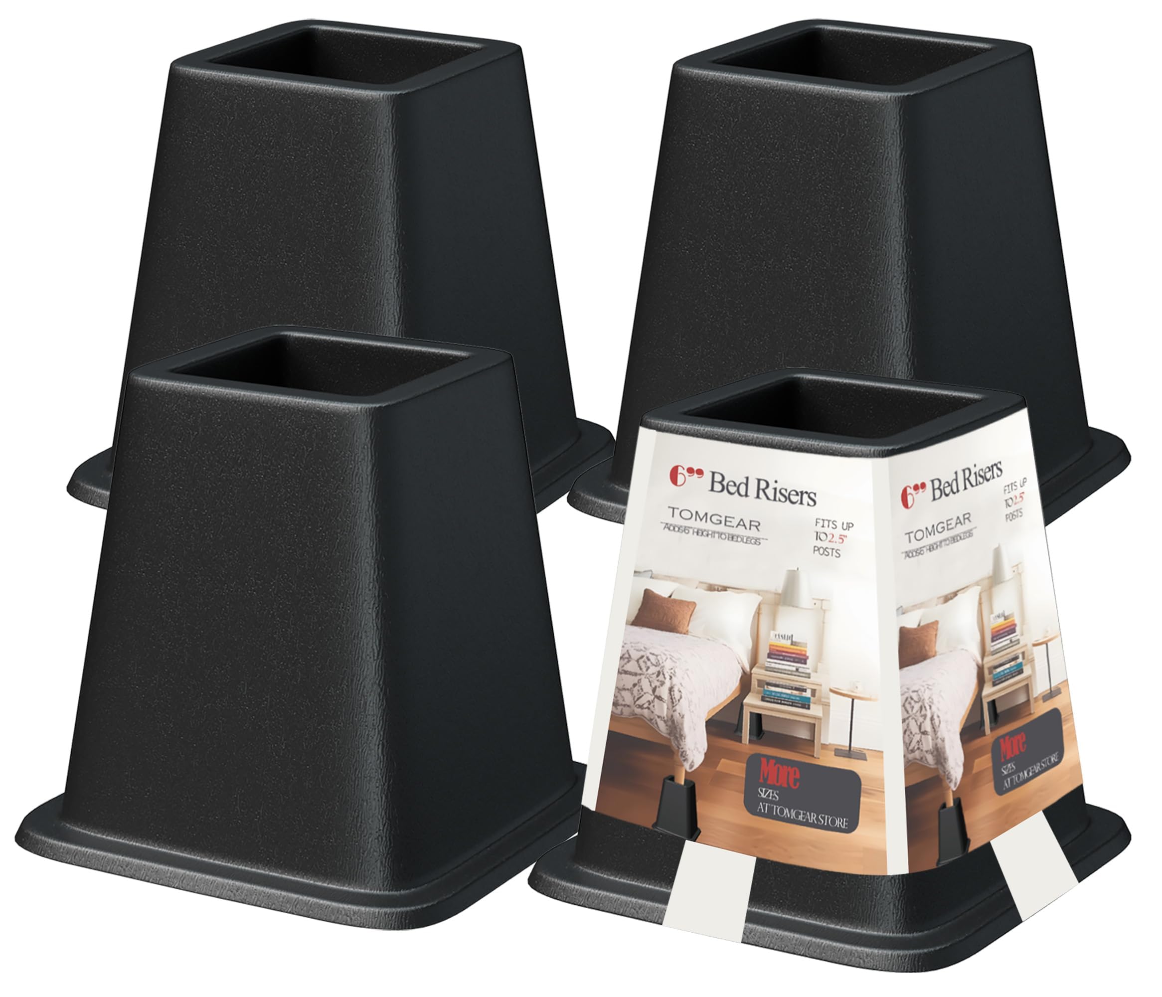 Amazon.com: Bed Furniture Risers 6 Inches, Heavy Duty Bed Lifts ...
