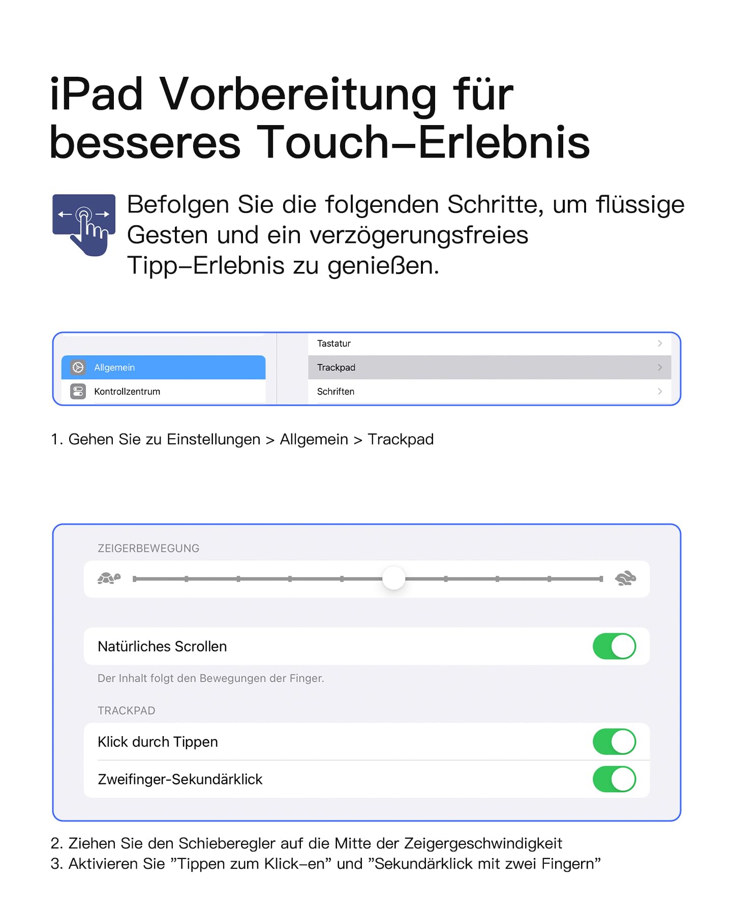 Inateck Hülle mit Tastatur für iPad 11 (A16 2025)/10 Gen, iPad Air 11" M4/M3/M2 (2026/2025/2024), Air 5/4, Pro 11 4/3/2/1, abnehmbar, mit Touchpad, QWERTZ