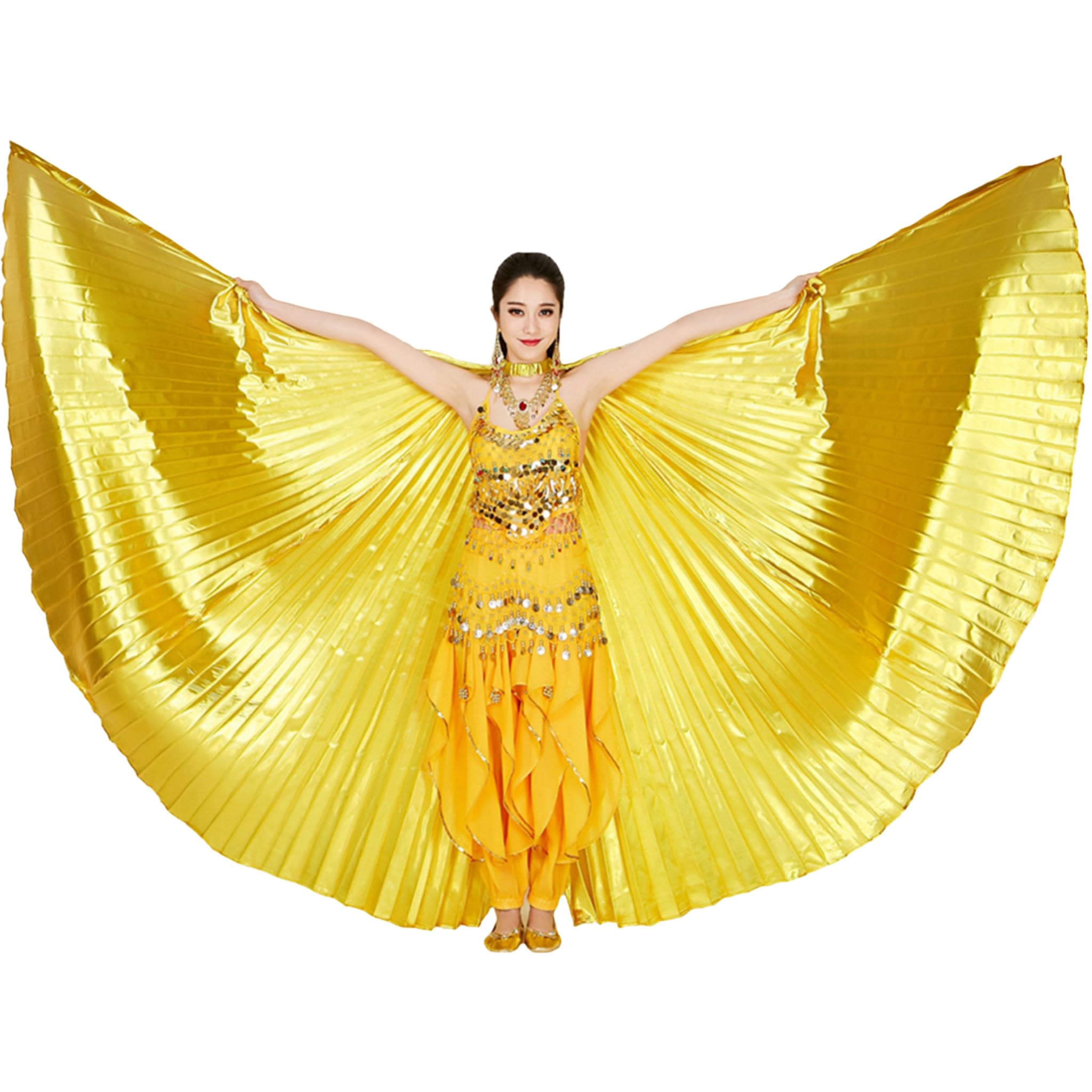 MUNAFIEBelly Dance Isis Wings with Sticks Halloween Carnival Performance Dance Costume Angel Wings