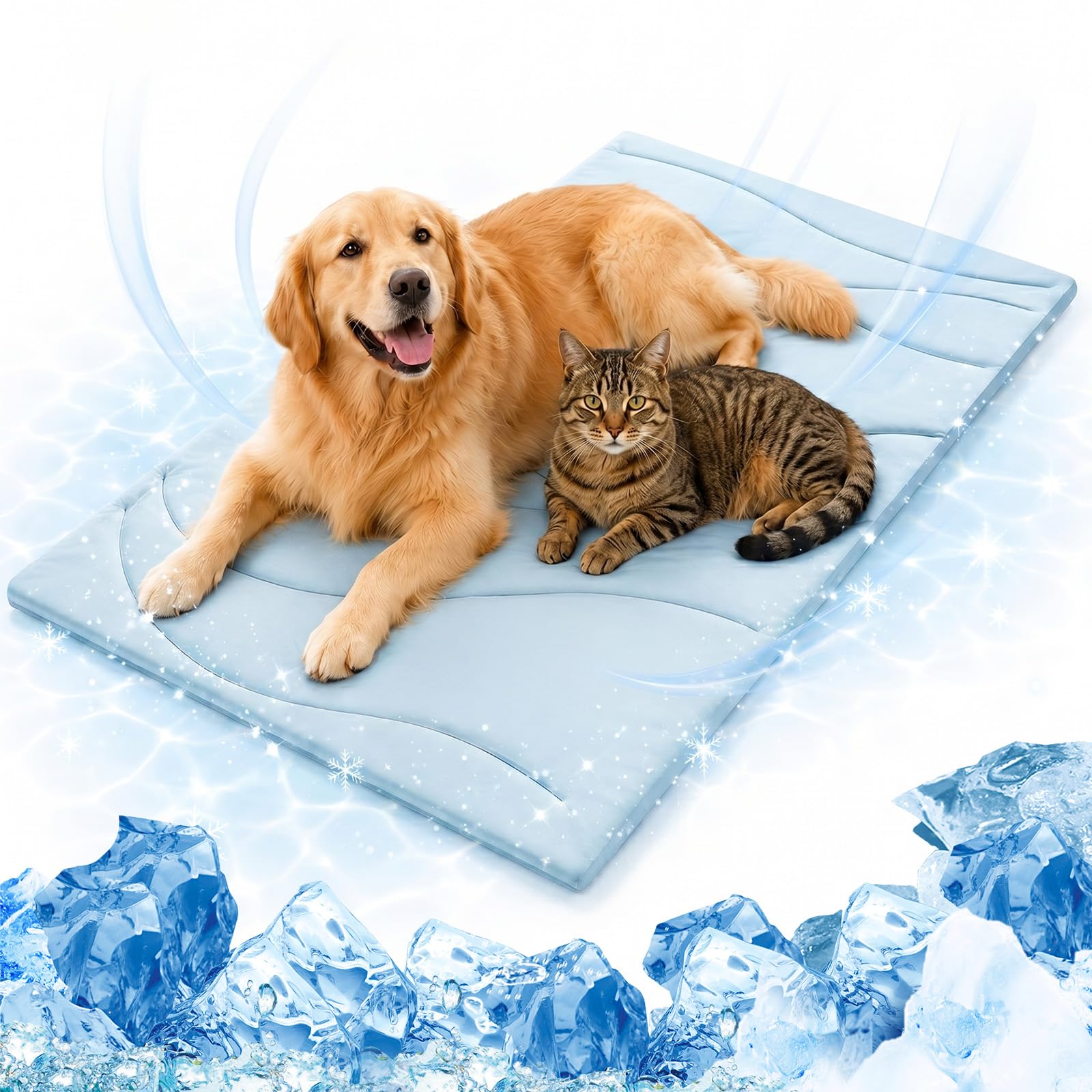 UtaUla Dog Cooling Mat - 59" x 40" Self-Cooling Pet Mat for Dogs Cats, Summer Pet Cooling-pad, Washable, Non-Slip, for Floors, Car Back Seats, and Sofas(XL 150x101cm)