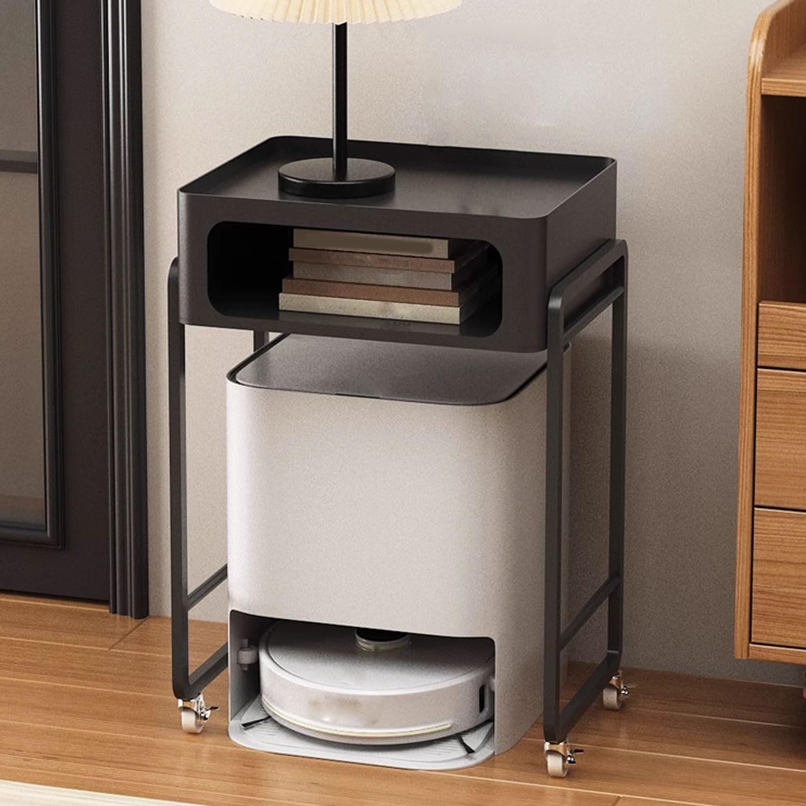 Mesa de almacenamiento al vacío y armario alto para salones modernos y estudios
