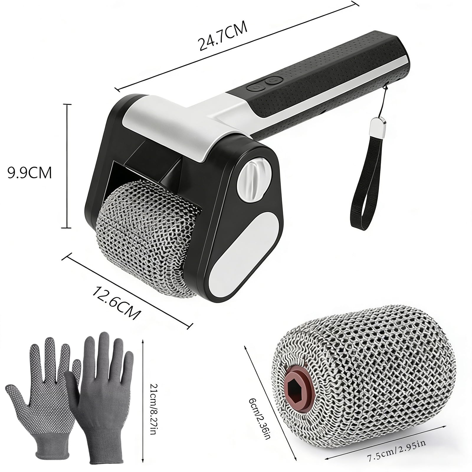 Cepillo eléctrico inalámbrico para parrilla, limpiador de barbacoa con luz LED, rodillo de acero inoxidable de 350 rpm, herramienta recargable sin cerdas para parrillas de carbón de gas al aire libre