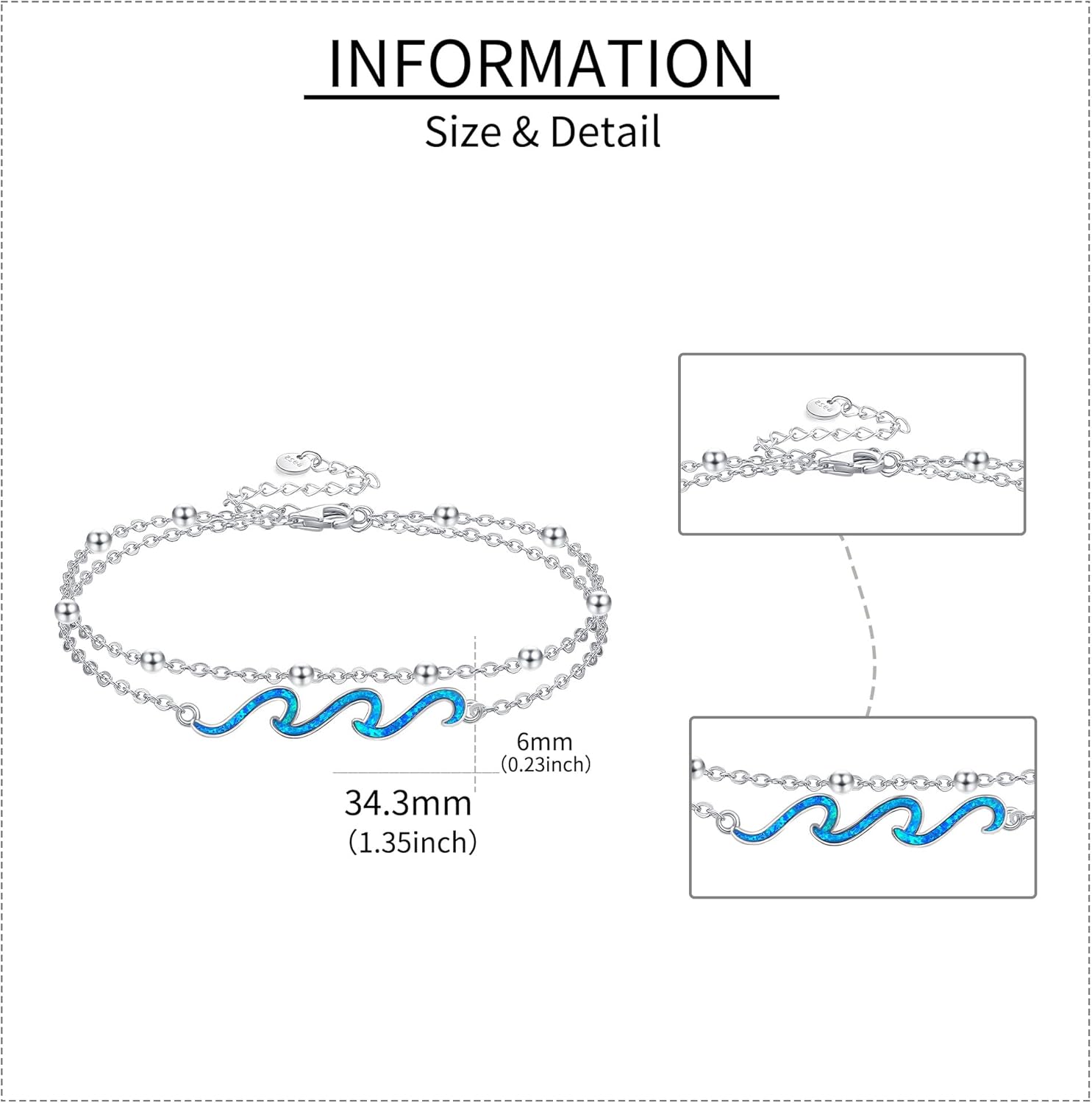 YFN Wave Bracelet 925 Sterling Silver Opal Ocean Wave Layered Bracelets Ocean Beach Women Jewelry Gifts - Image 5