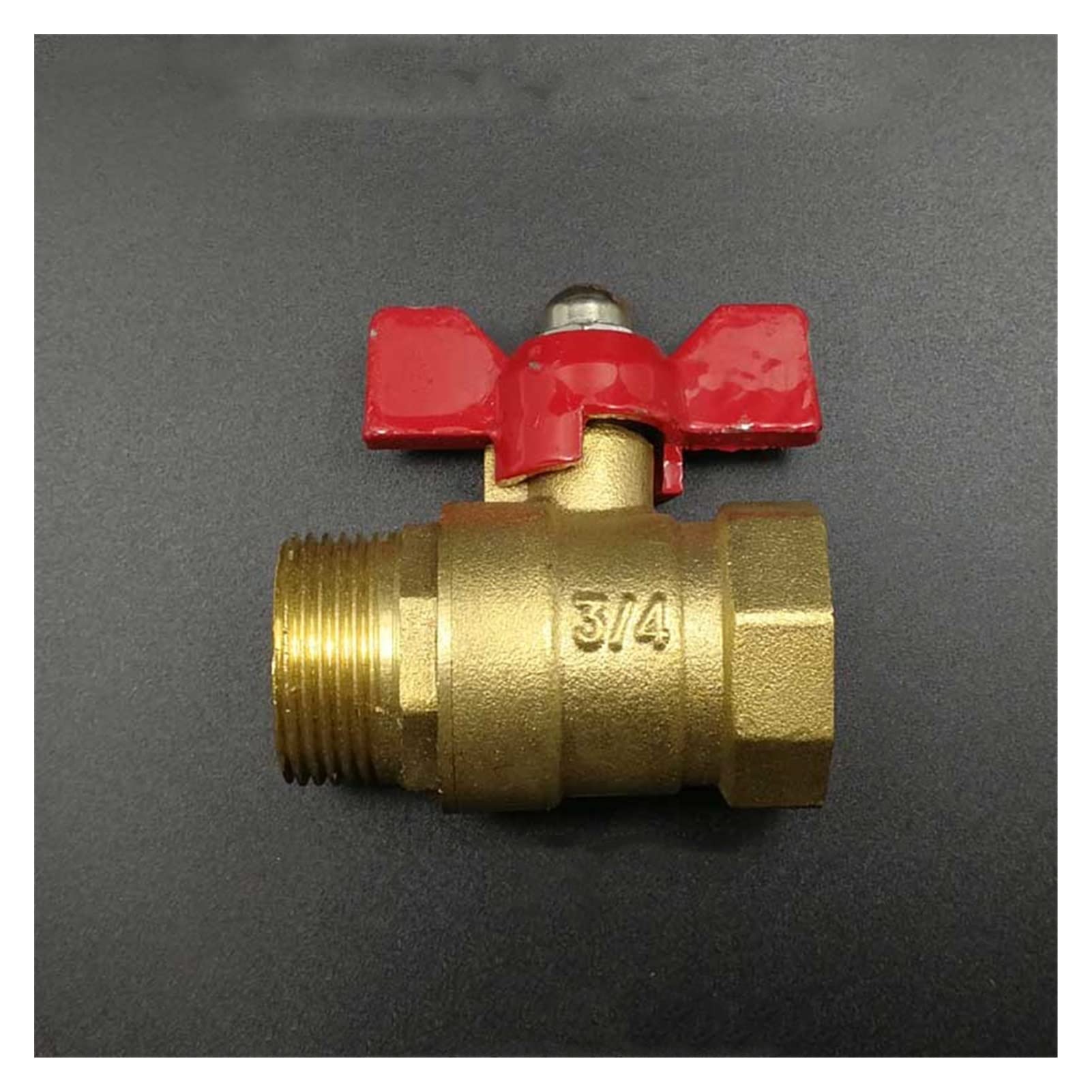 Valvola 1/4"" 3/8"" 1/2"" 3/4"" BSP Filettatura femmina-maschio Valvola a sfera in ottone a 2 vie con maniglia a farfalla rossa(0.75 Inch)