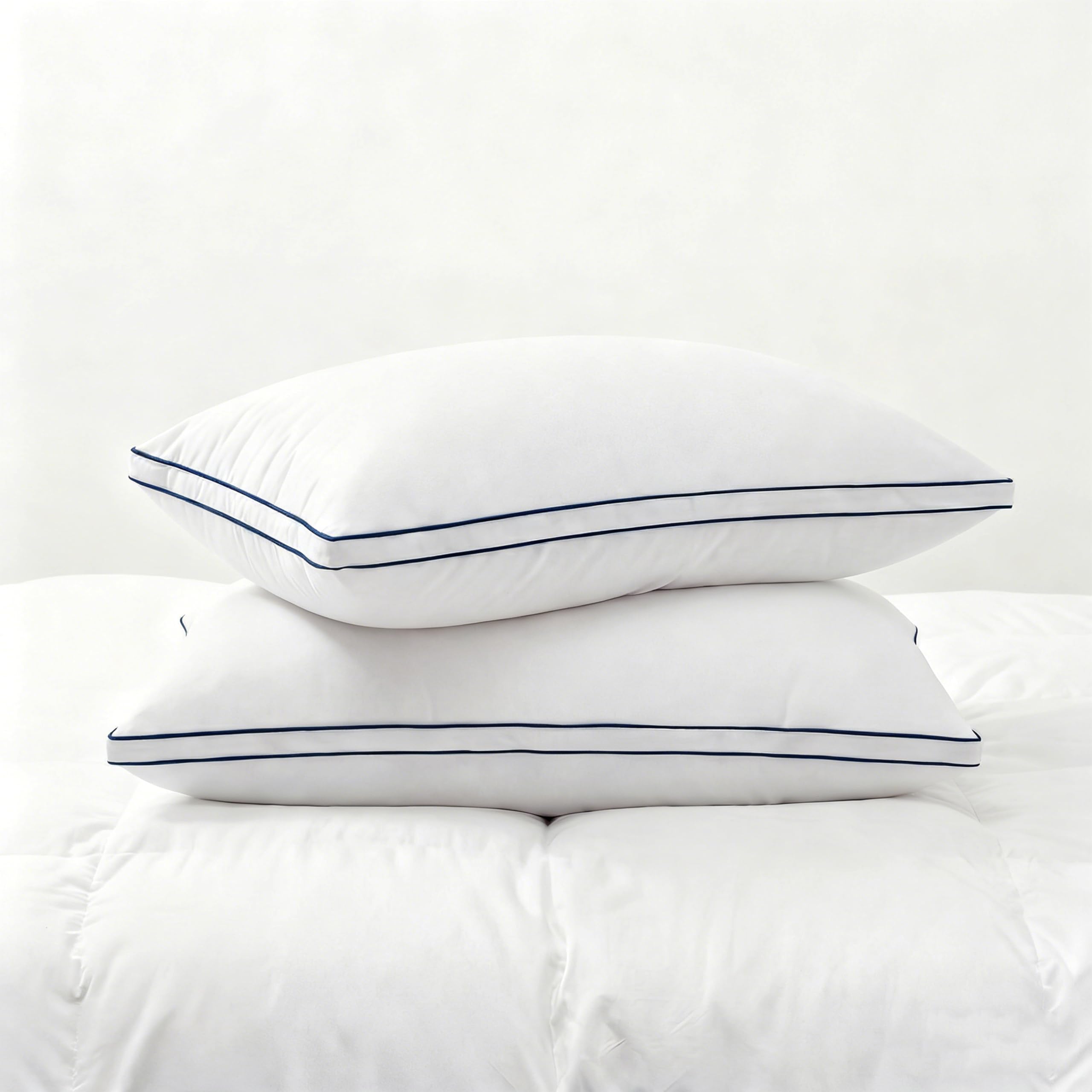 Feather Pillows Queen Size Set of 2 Goose Down Pillows with 100 Breathable Cotton Cover Hotel Collection Bed