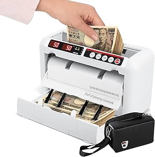 お札カウンター 持ち運び ハンディカウンター 小型 充電式 高速紙幣カウンター UV紫外線/MG磁気偽札感知 50×110mm~100×190mm 紙幣/券類/新札対応 (K-1000)